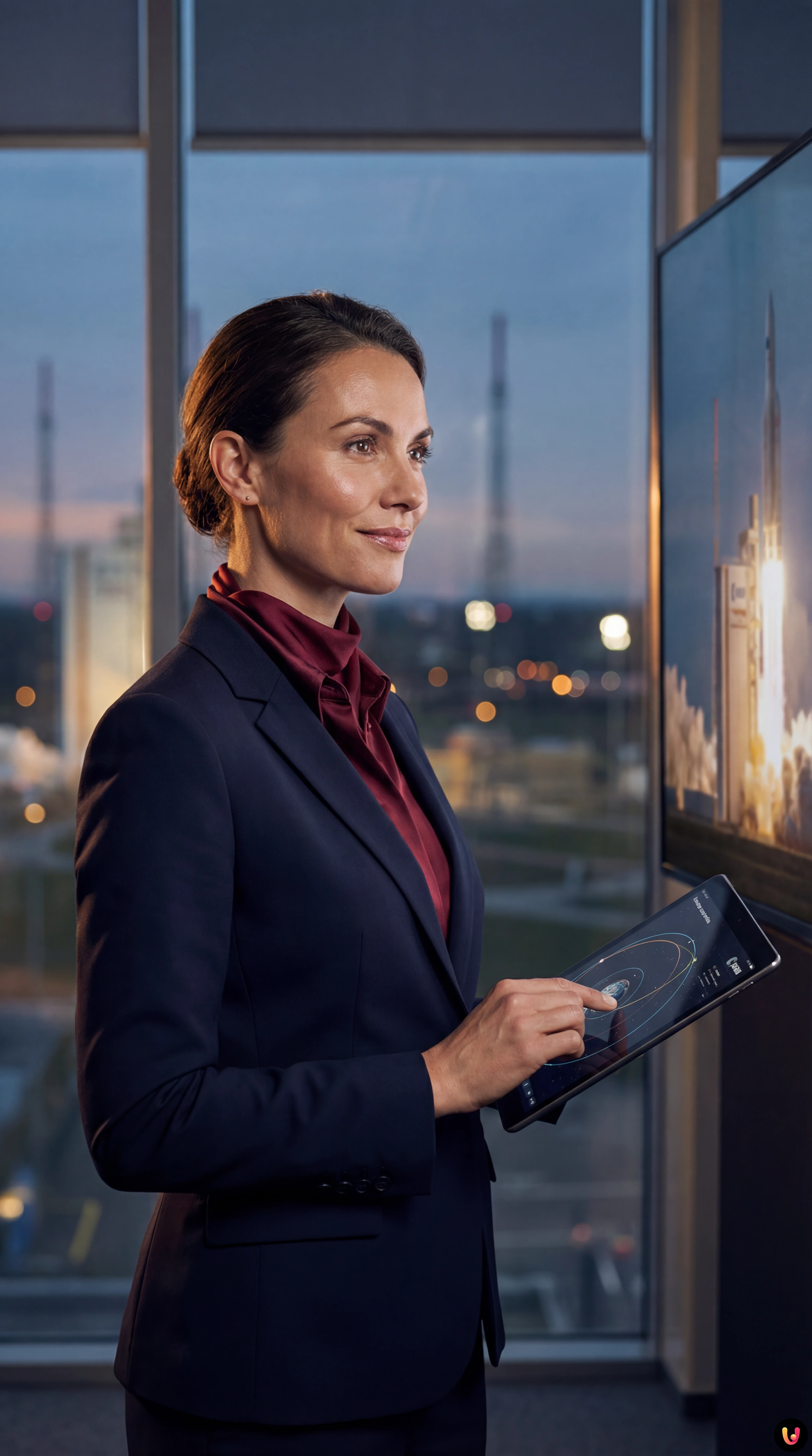 Razzo spaziale europeo al lancio con bandiera UE che svetta sullo sfondo stellato