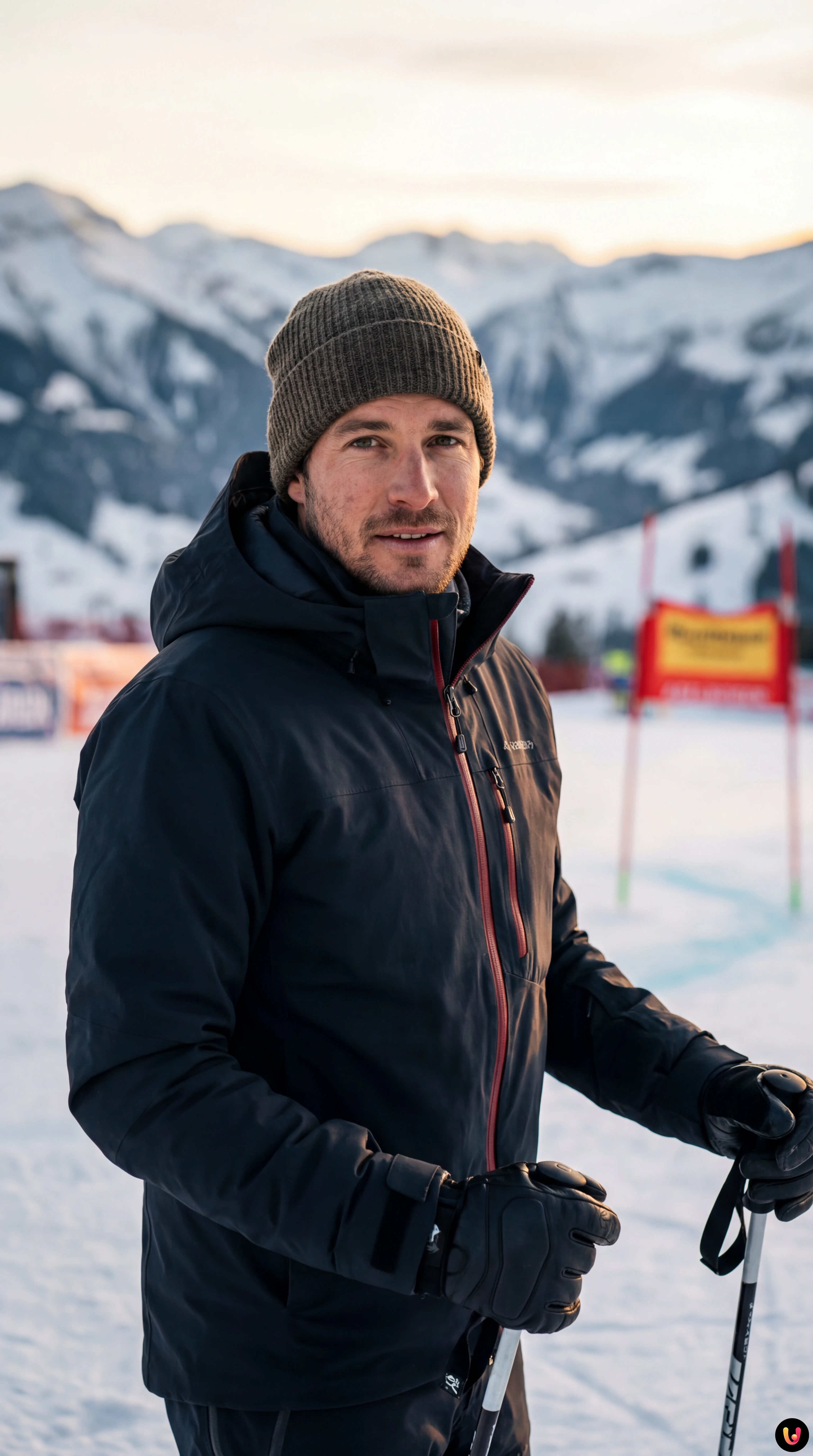 Sciatore Marco Odermatt in azione sulla pista Chuenisbärgli