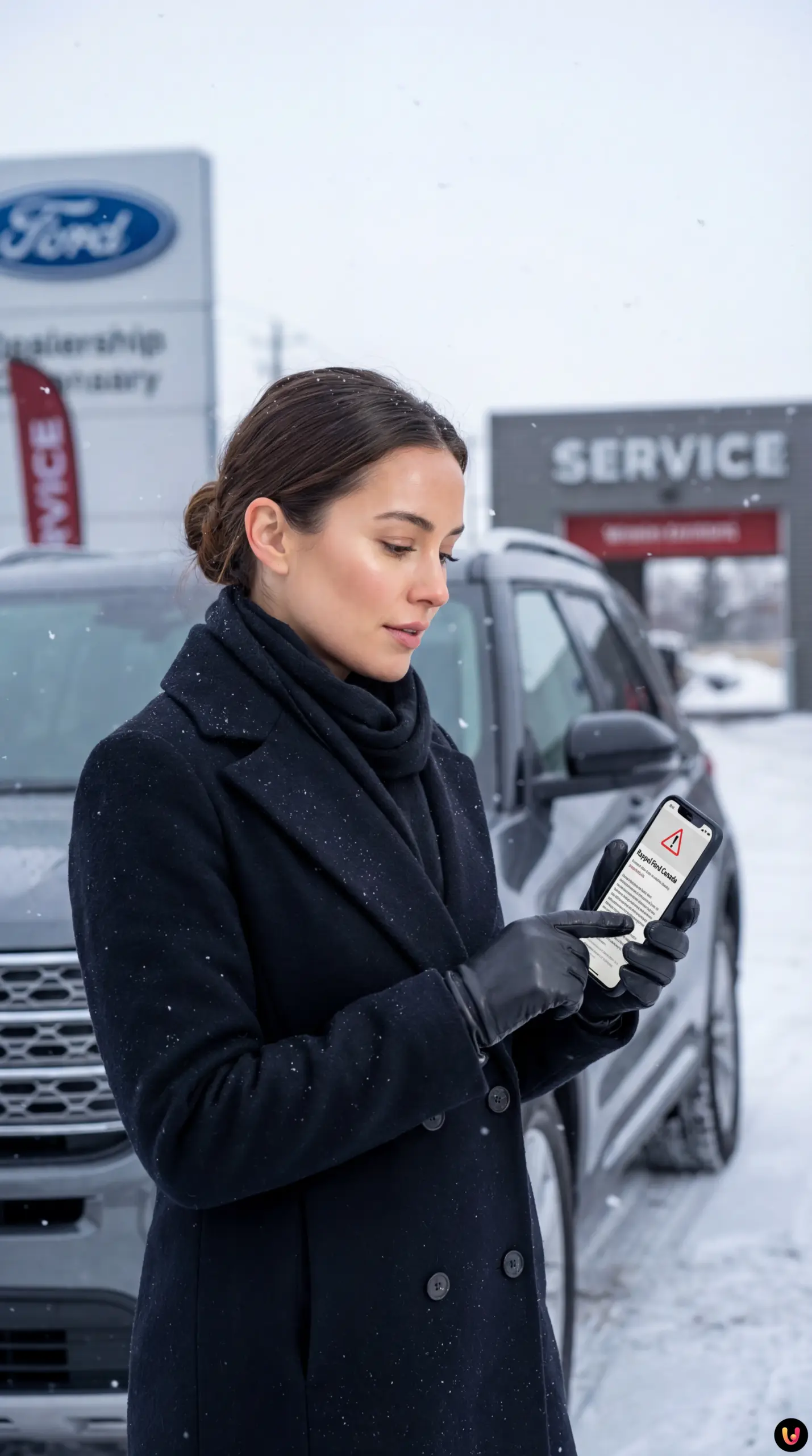 V&eacute;hicule Ford stationn&eacute; dans la neige concern&eacute; par un rappel pour risque d'incendie