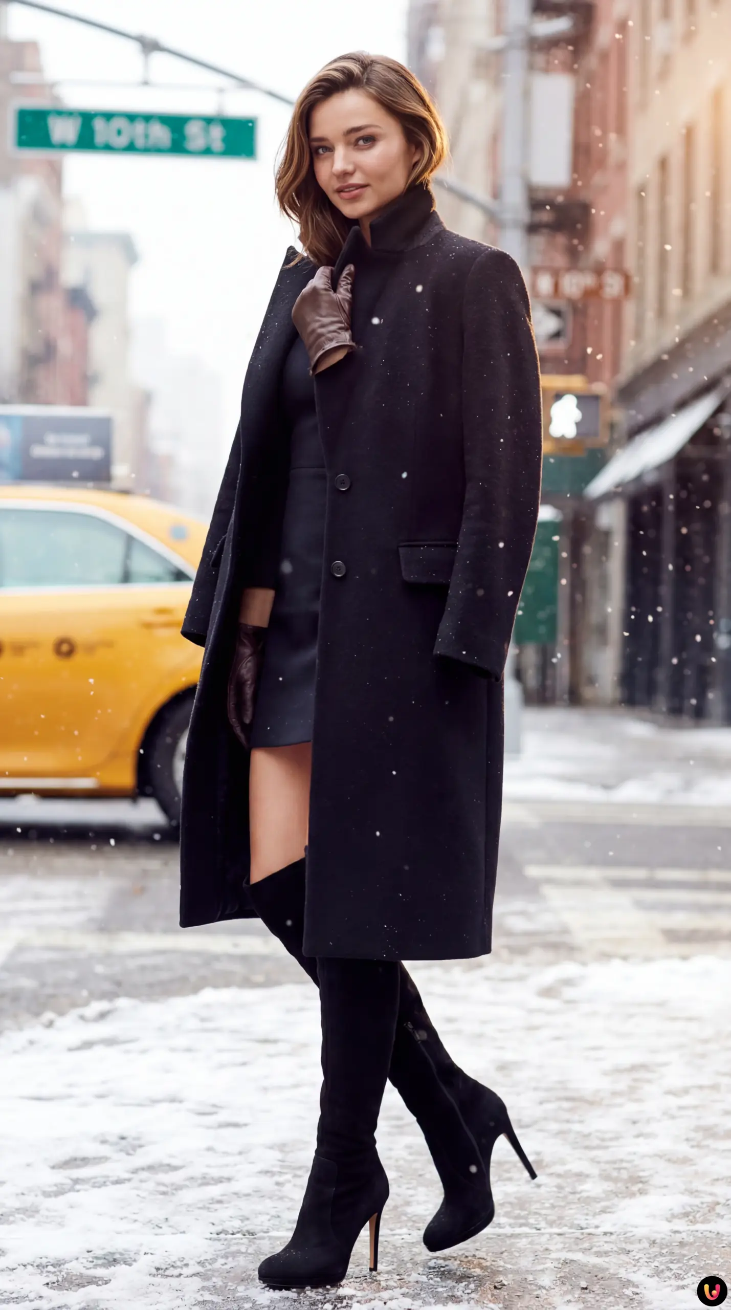 Snow plow clearing a New York City street during a winter storm