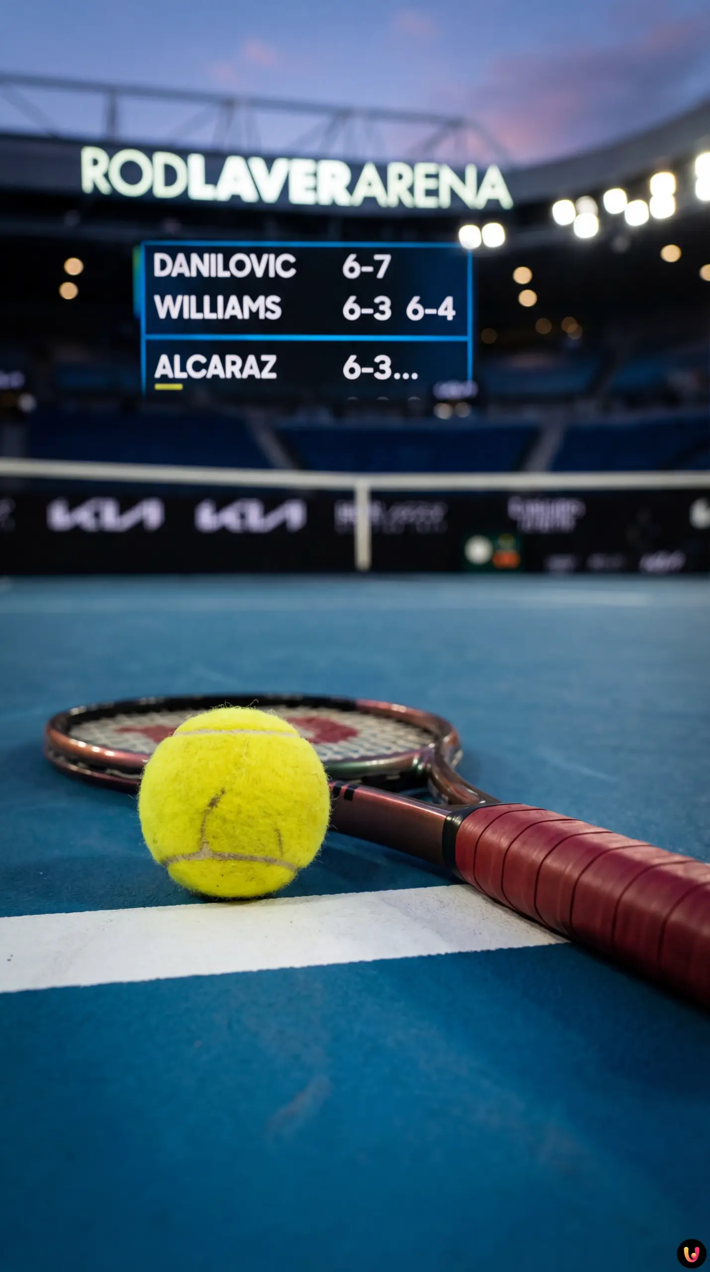 Olga Danilovic plays against Venus Williams at the Australian Open 2026 in Melbourne