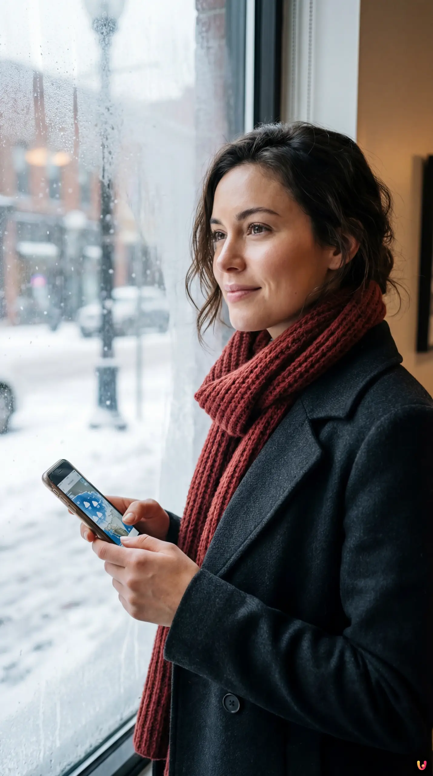 Vehicles navigate a snow-covered highway in Michigan during severe winter weather conditions.