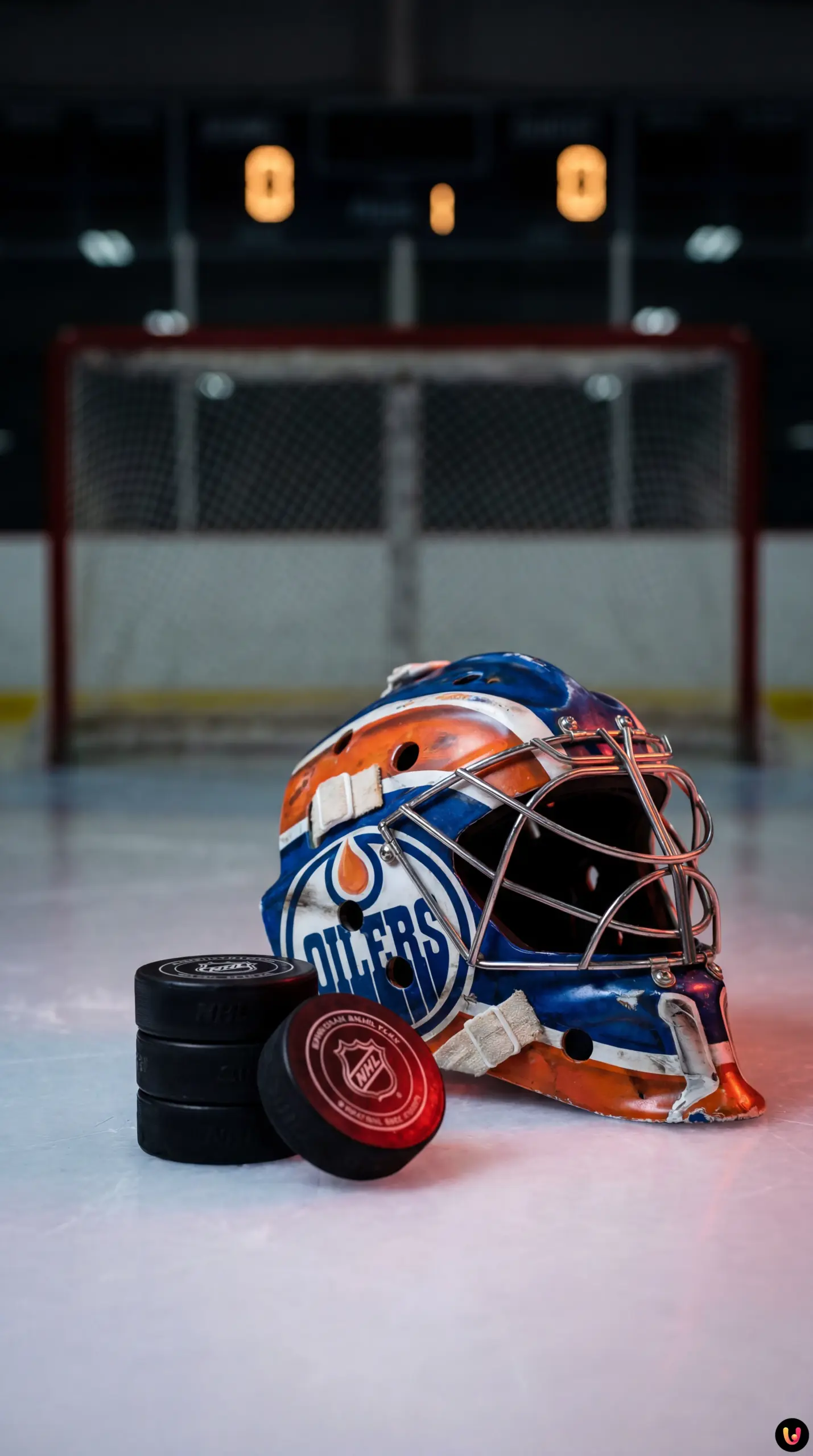 Goaltender Tristan Jarry guarding the net during the Oilers 6-0 victory over Vancouver.