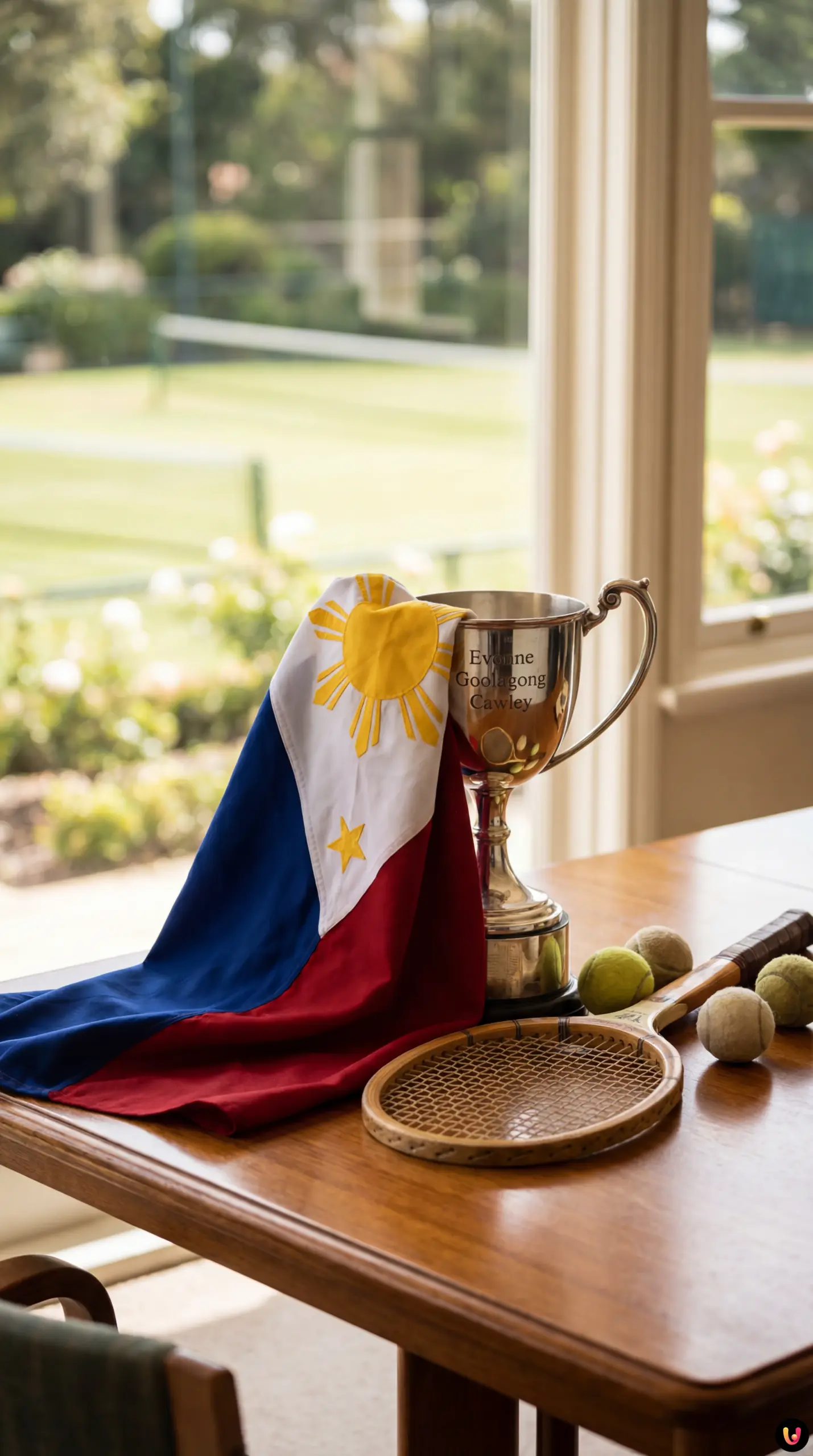 Alex Eala soul&egrave;ve le troph&eacute;e Evonne Goolagong apr&egrave;s sa victoire au Kooyong Classic.