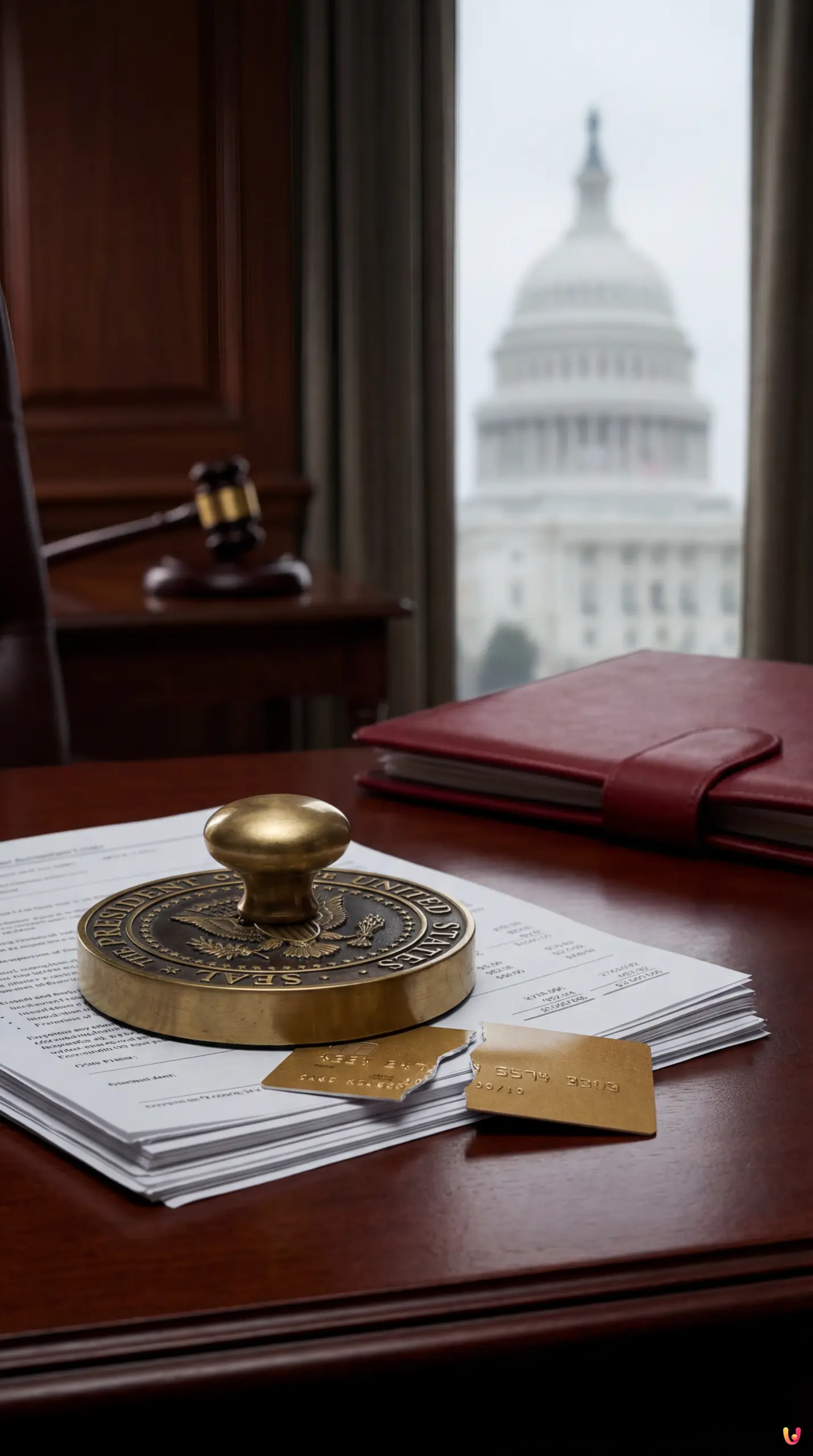 Trump silhouette against a volatile stock market chart background