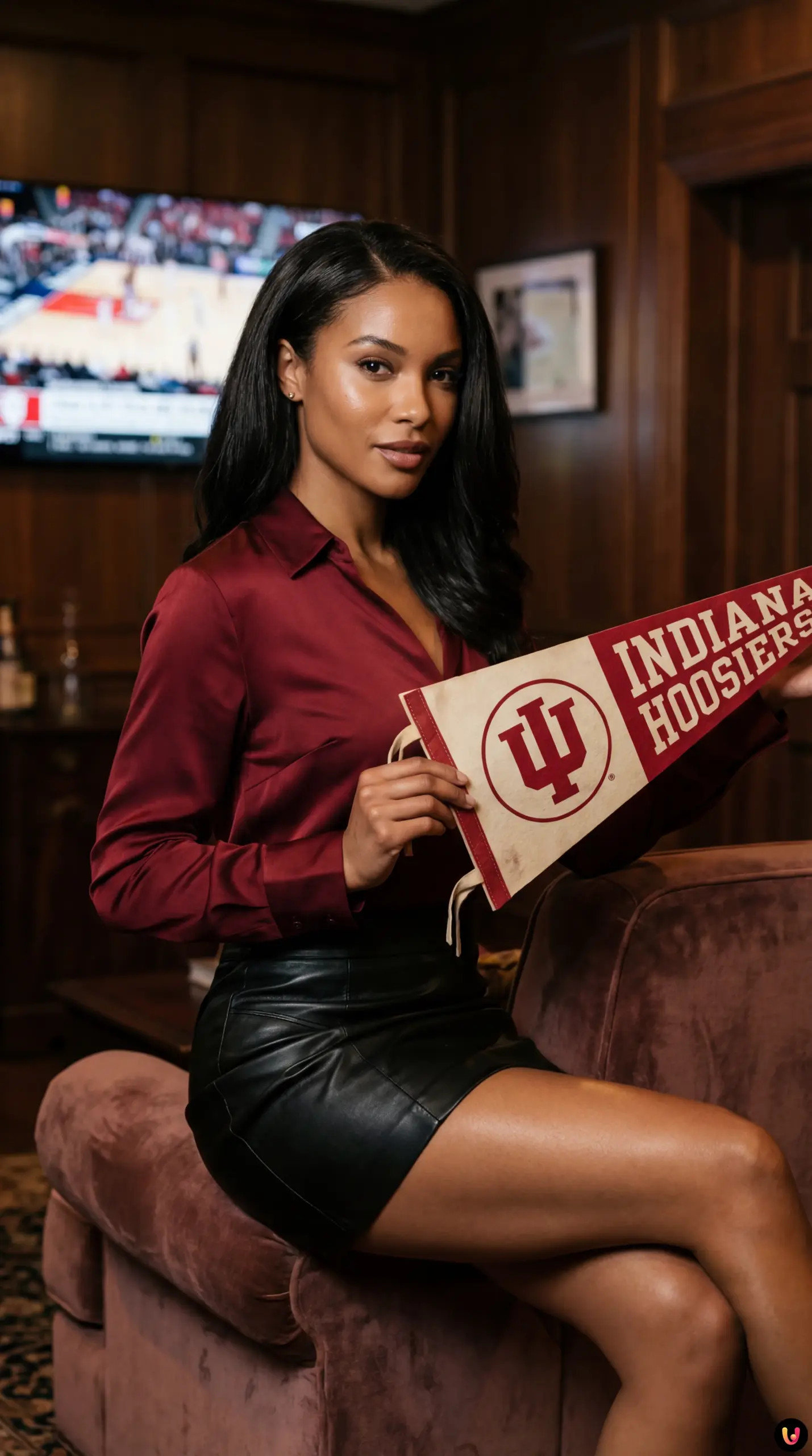 Indiana Hoosiers football players lifting the National Championship trophy.