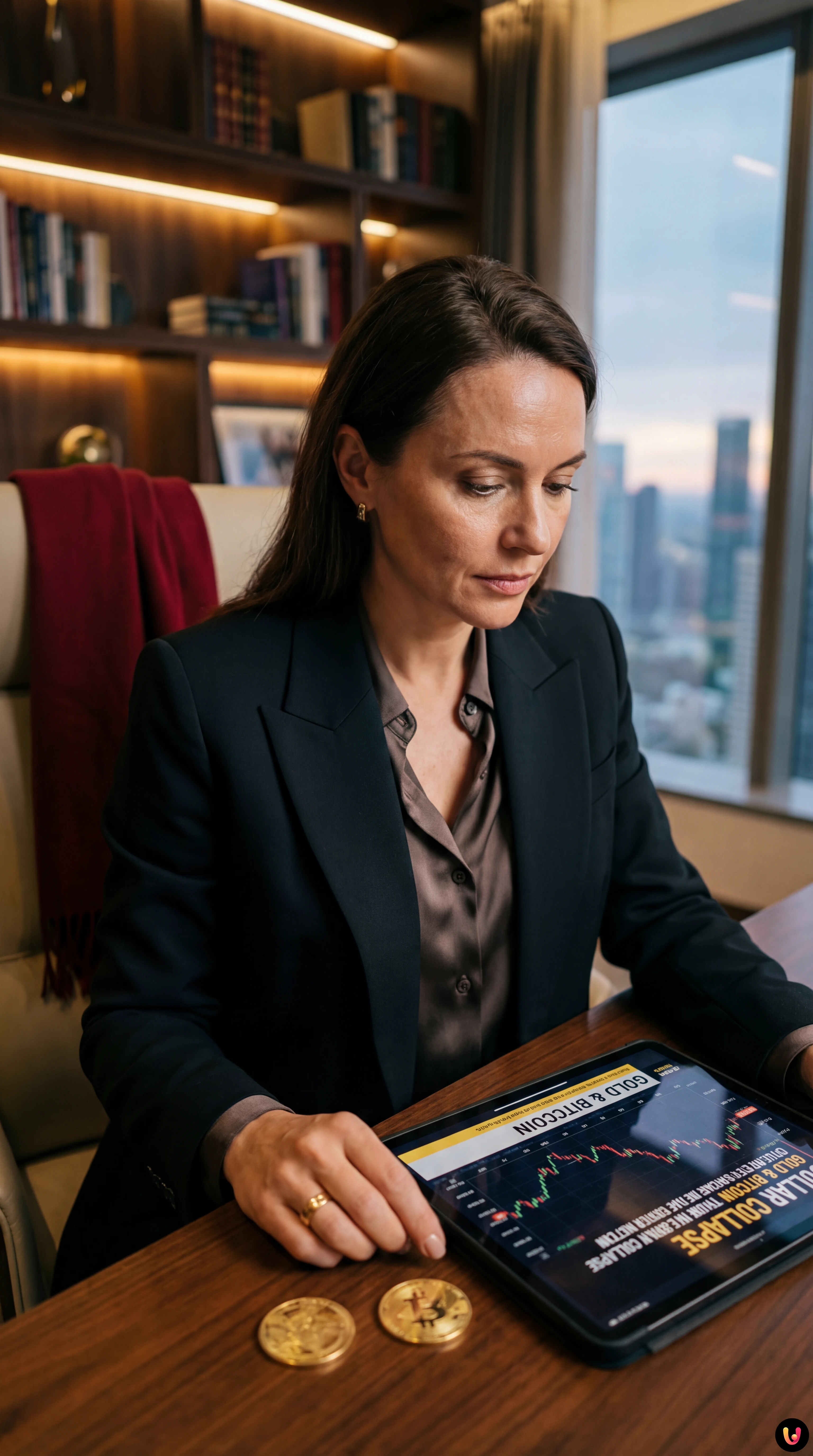 Graphique financier montrant la chute du dollar face à l'or et au Bitcoin