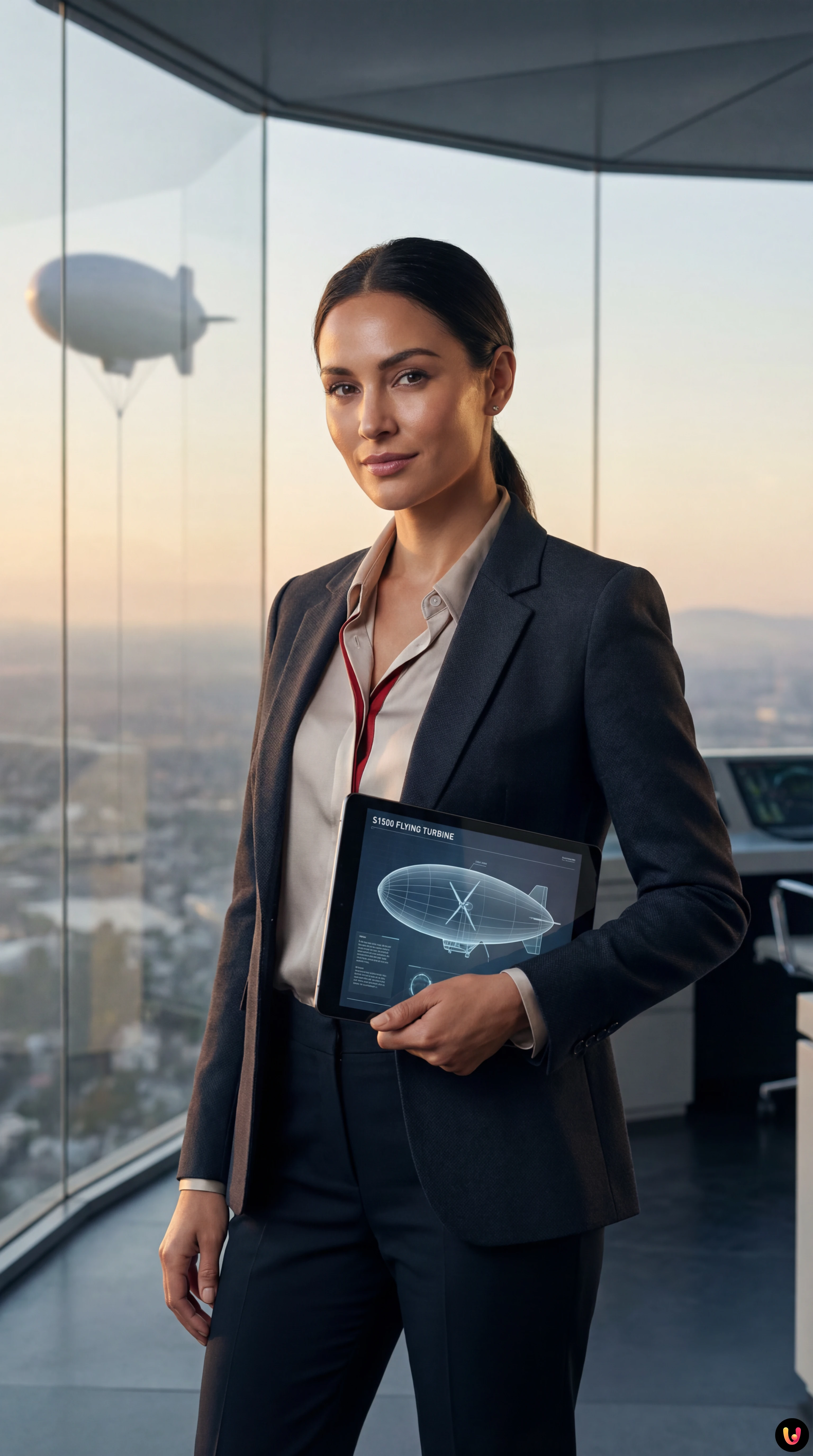 Turbina eolica volante S1500 sospesa in cielo per generare energia rinnovabile