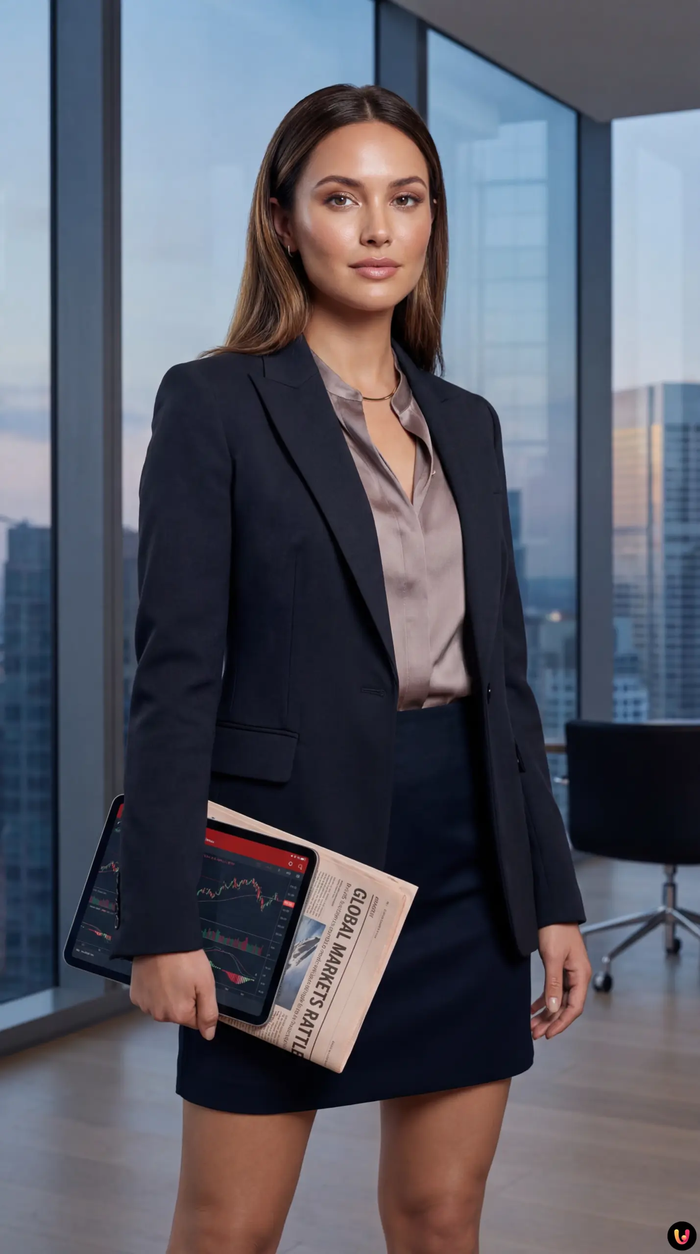 Financial charts displaying market volatility alongside EU and US flags.