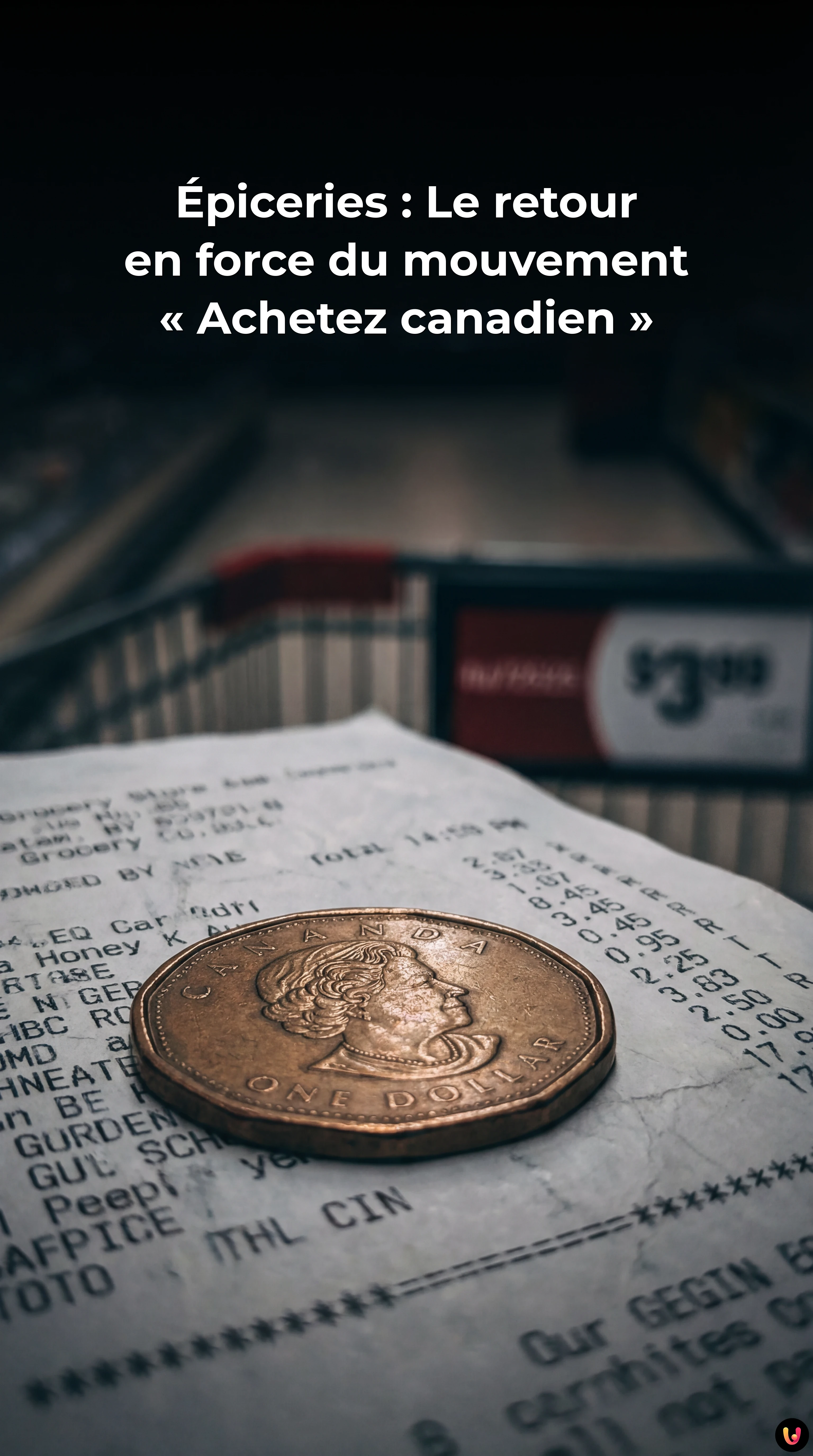 Panier d'&eacute;picerie rempli de produits frais arborant le logo feuille d'&eacute;rable canadienne