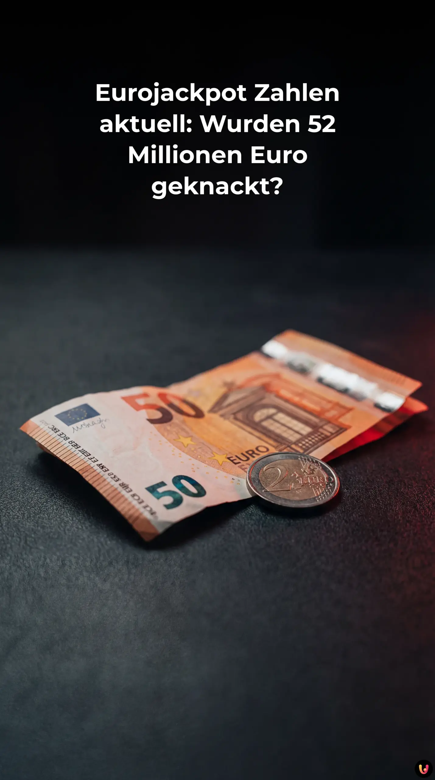 Eurojackpot Spielschein und Lottokugeln symbolisieren den Millionengewinn.