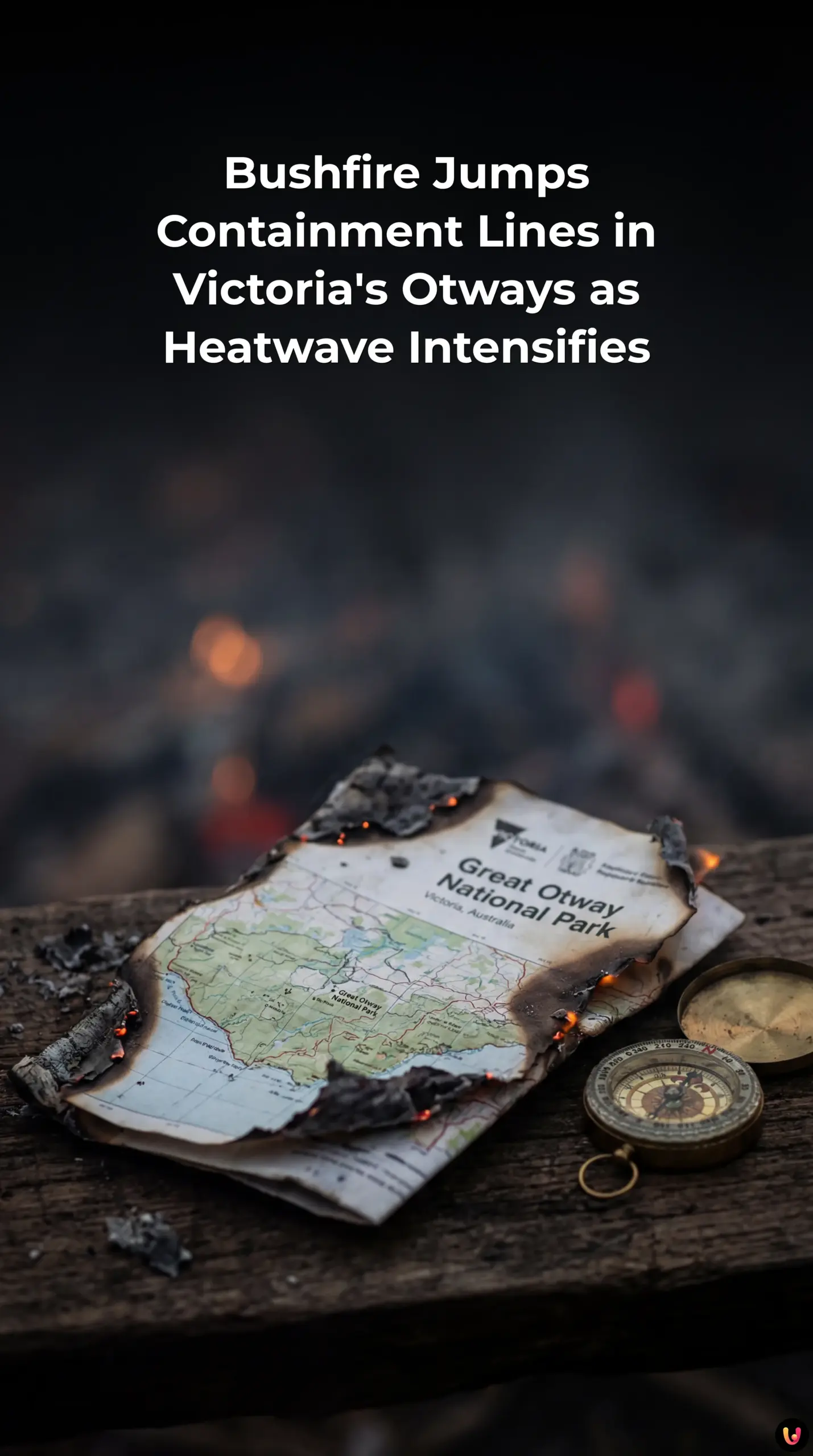 Thick smoke rises from the bushfire in Great Otway National Park.