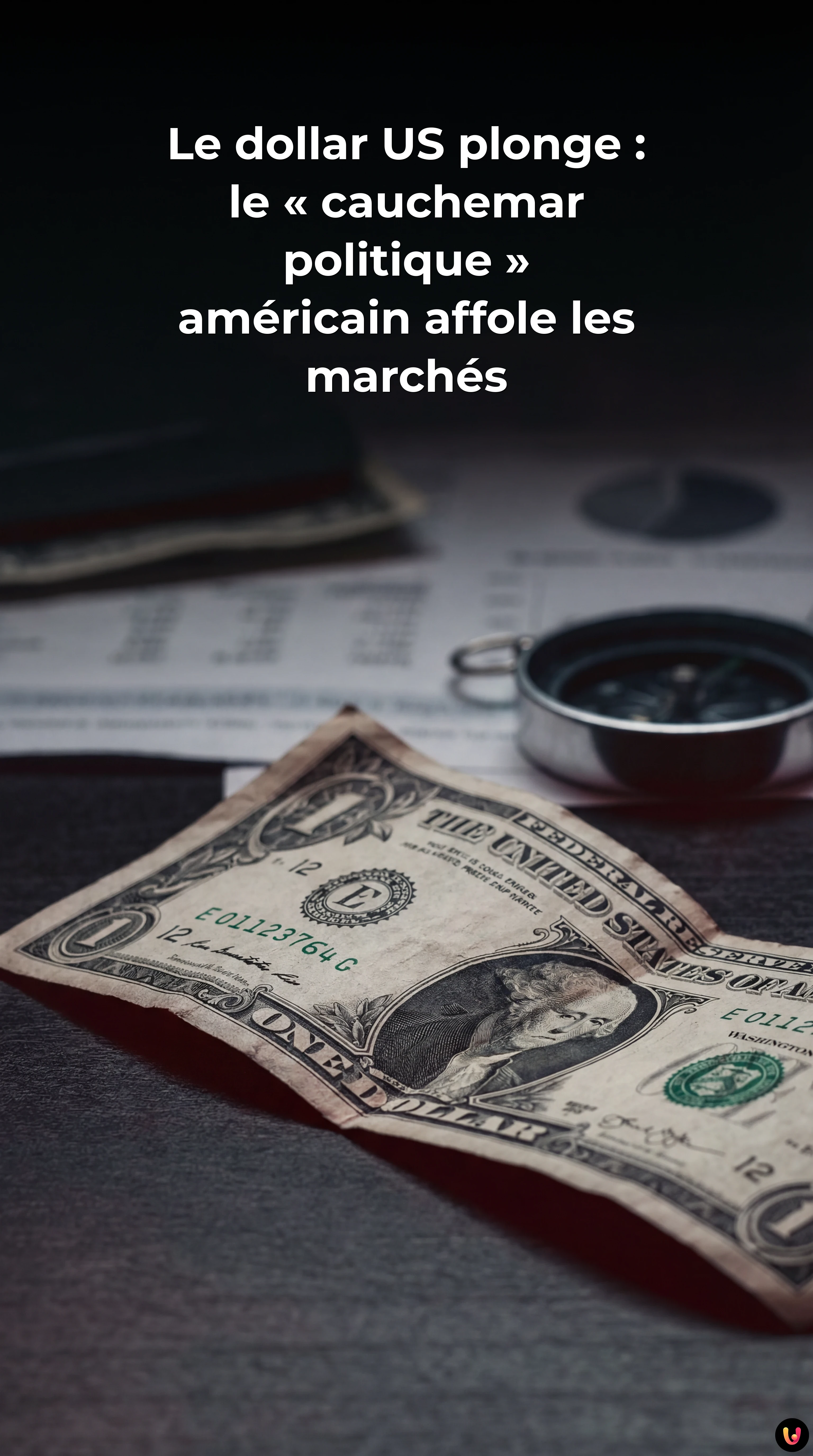 Courbe du dollar en chute sur fond de drapeau am&eacute;ricain et ambiance boursi&egrave;re tendue