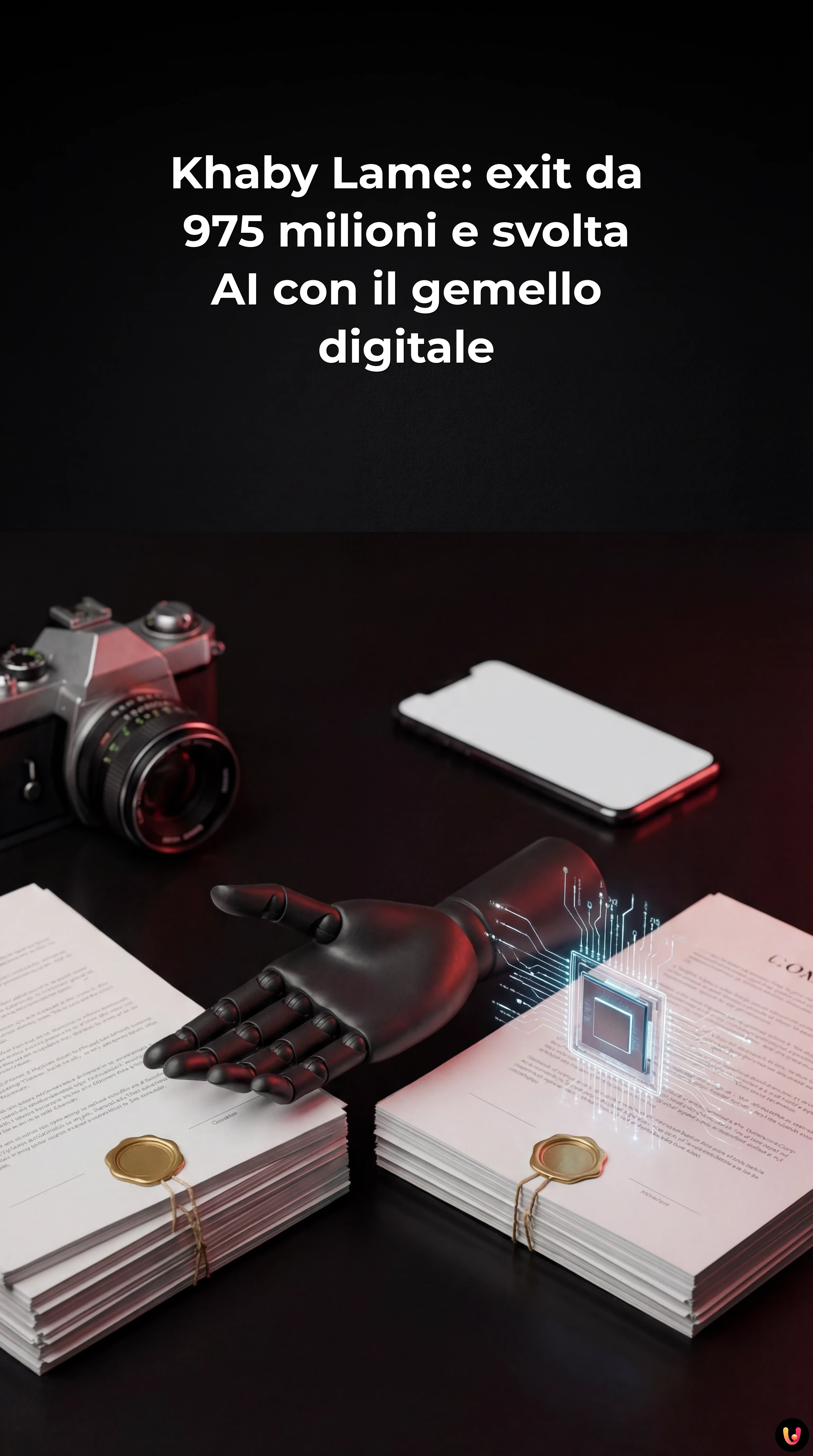 Khaby Lame in abito elegante guarda l'obiettivo con espressione sicura