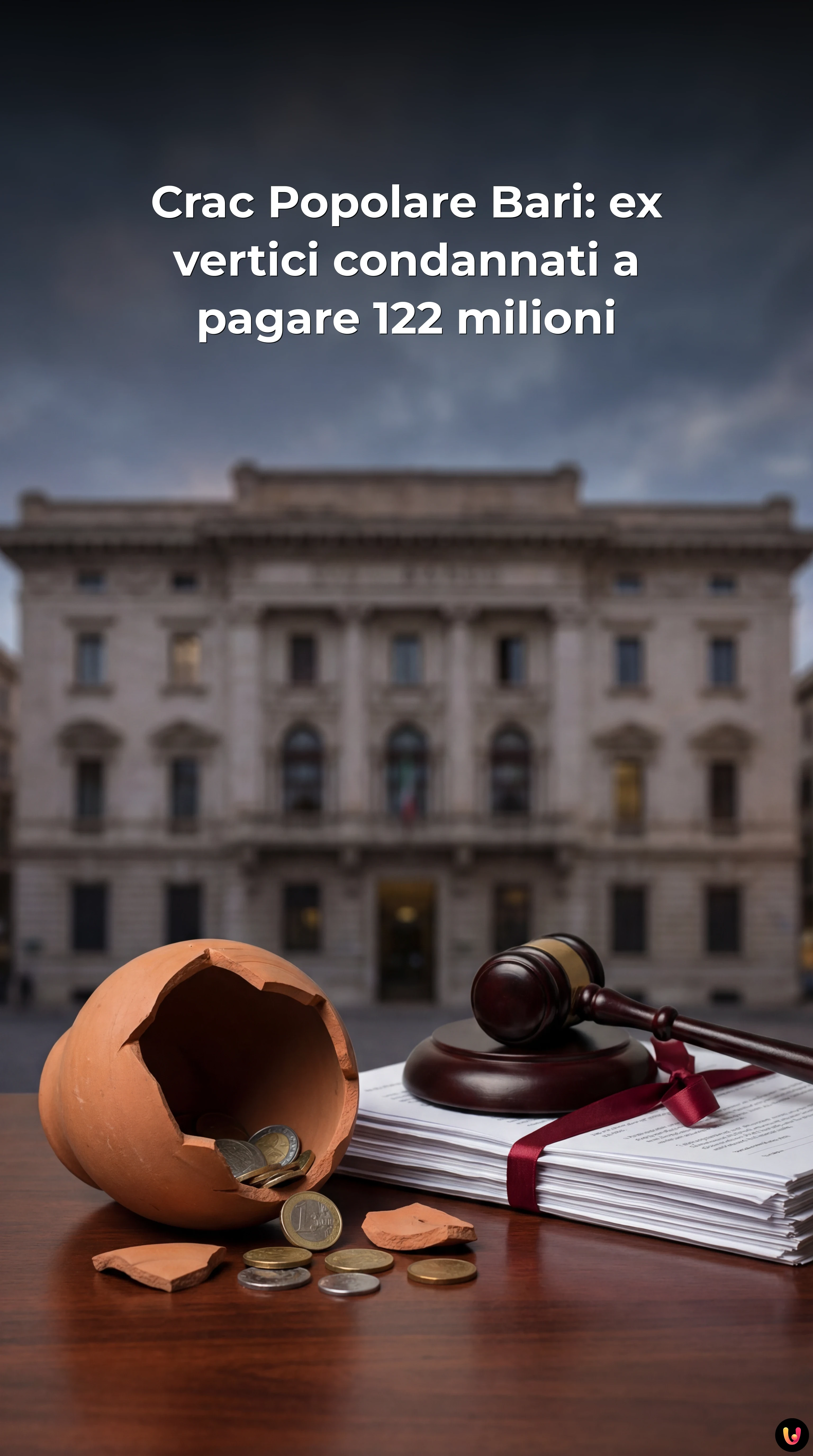 Esterno della sede della Banca Popolare di Bari con insegna visibile