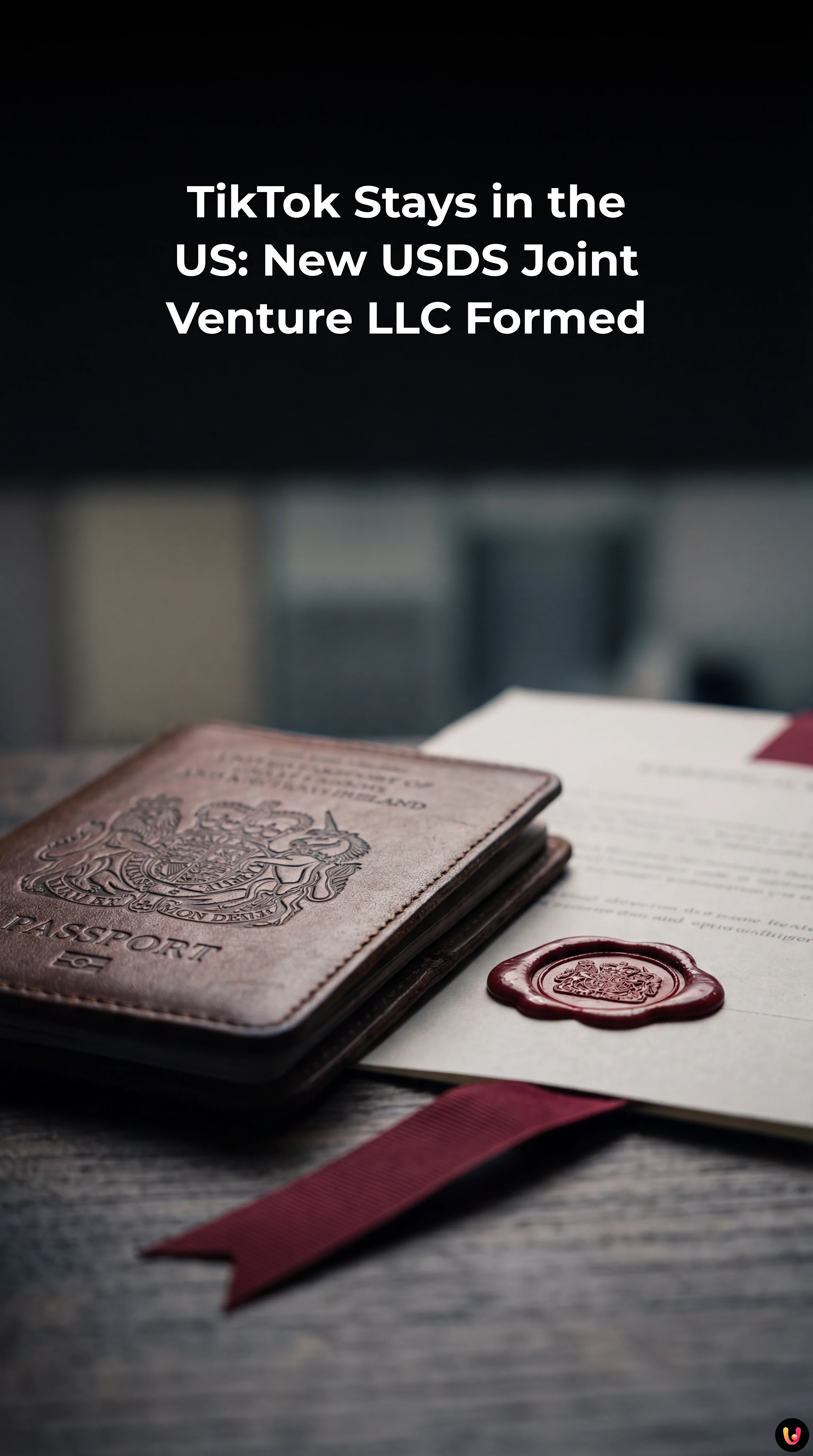 Smartphone displaying the TikTok app icon against a blurred United States flag background.