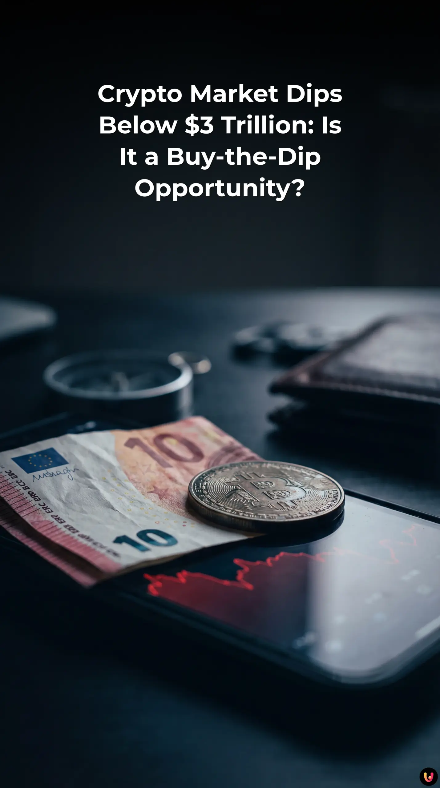 Financial graph displaying the cryptocurrency market decline below 3 trillion dollars.