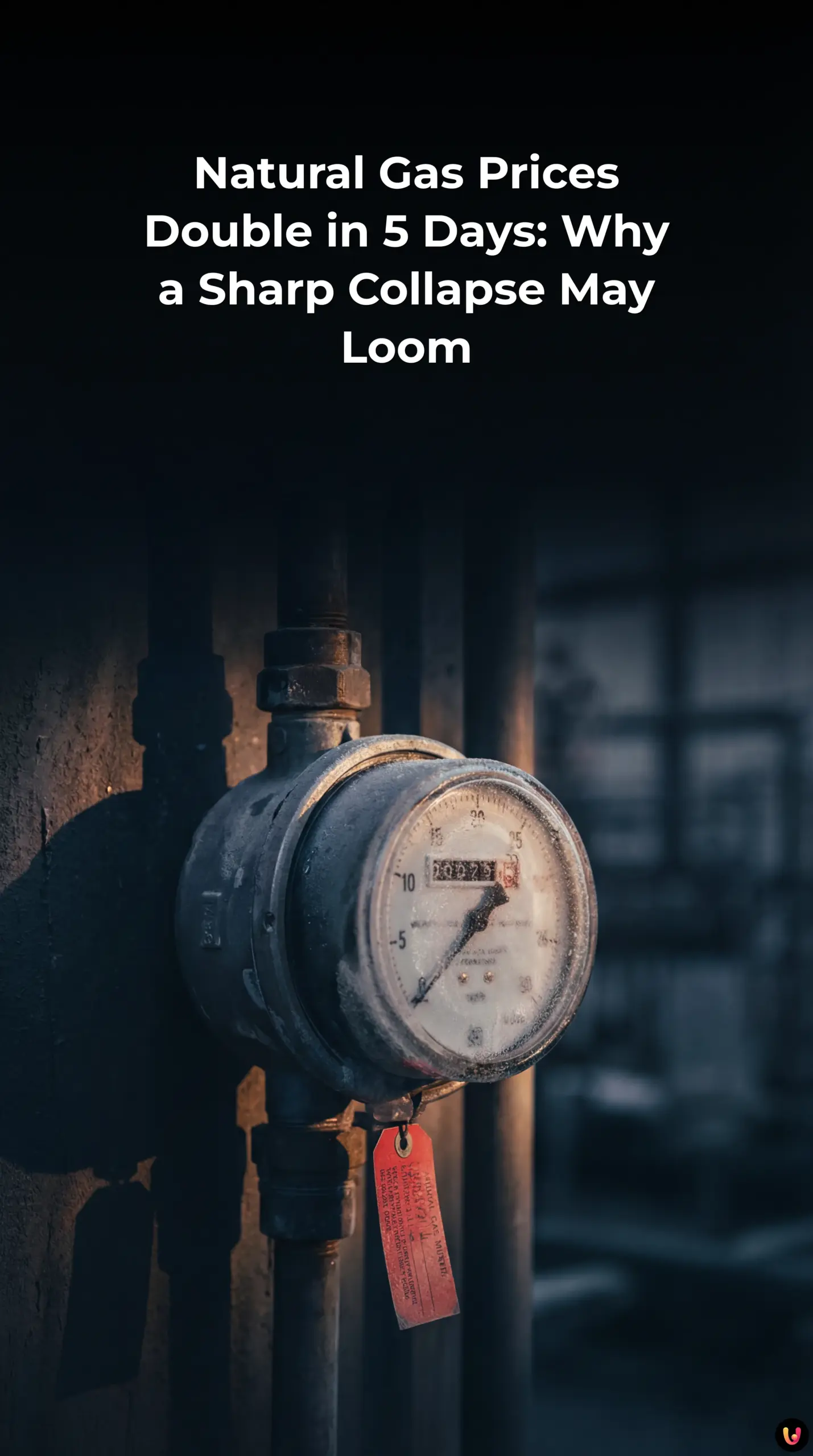 Financial chart showing natural gas prices rising sharply during a winter storm.