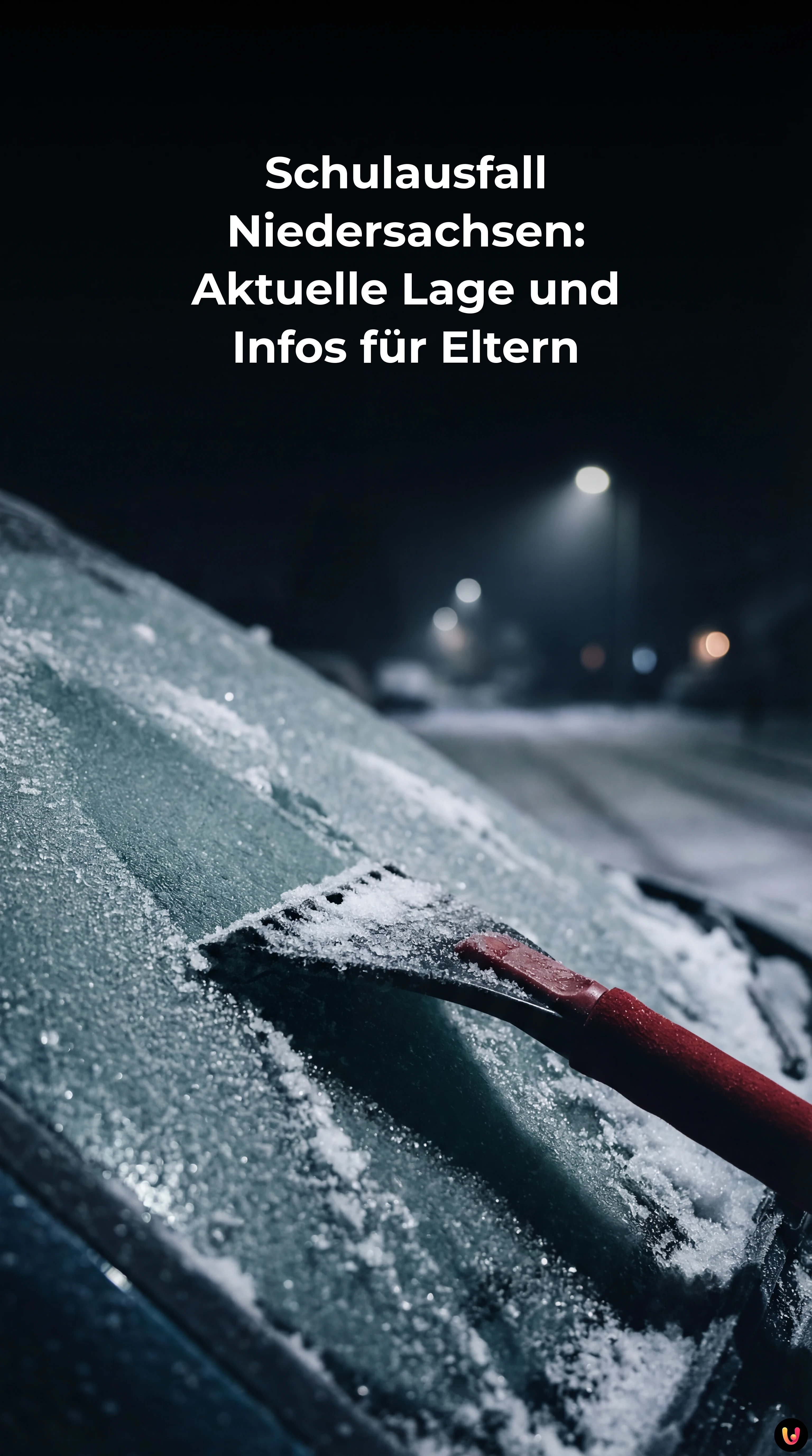 Winterlandschaft in Niedersachsen mit Schulbus auf glatter Stra&szlig;e