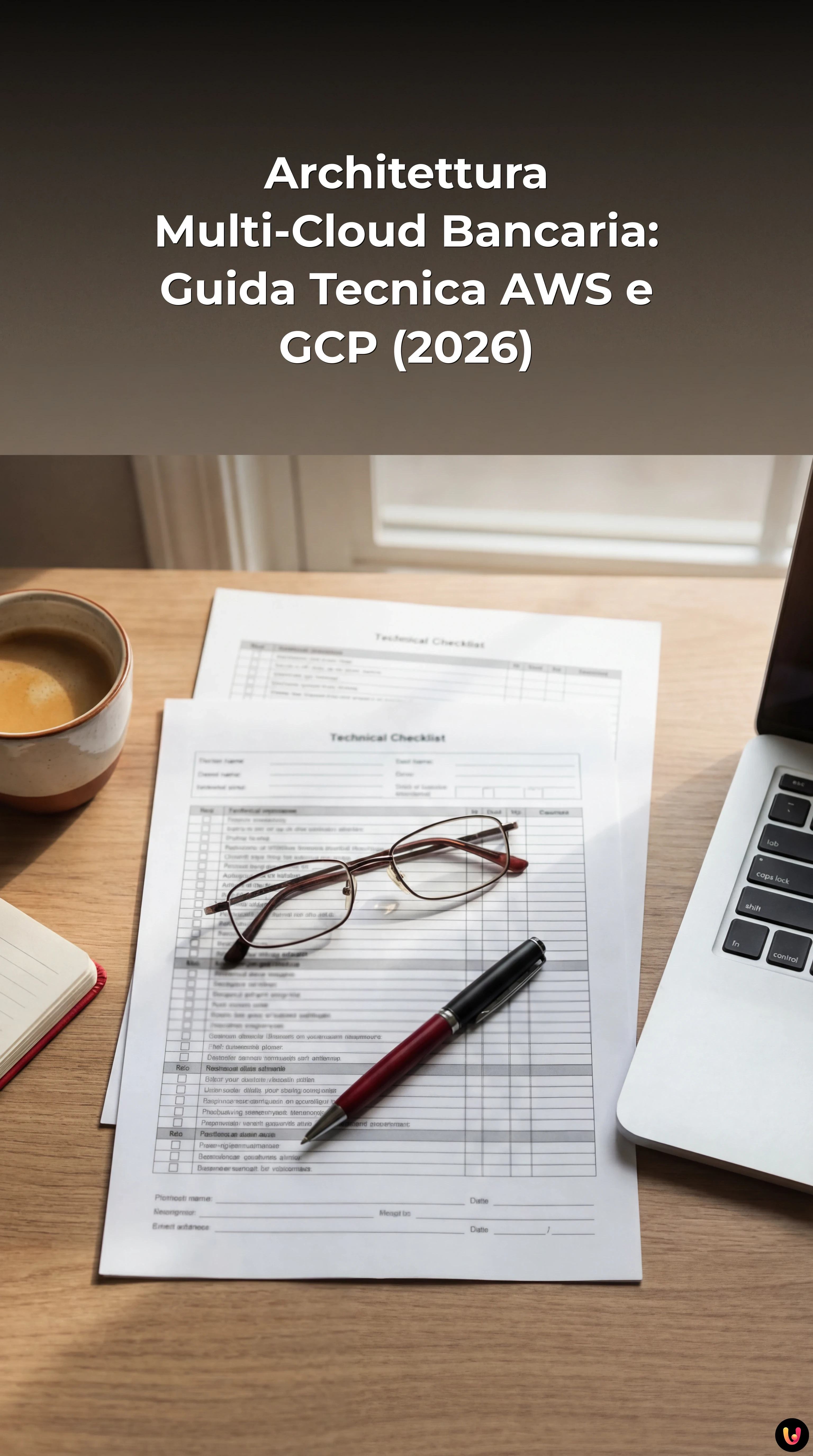 Diagramma architettura multi-cloud bancaria con connessioni tra server AWS e GCP