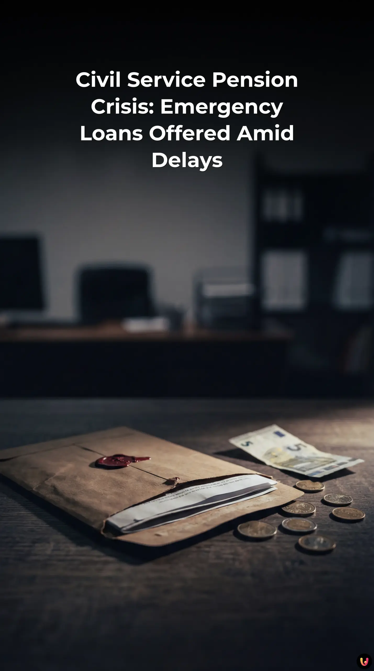 Worried pensioner reviewing financial documents amid civil service payment delays.