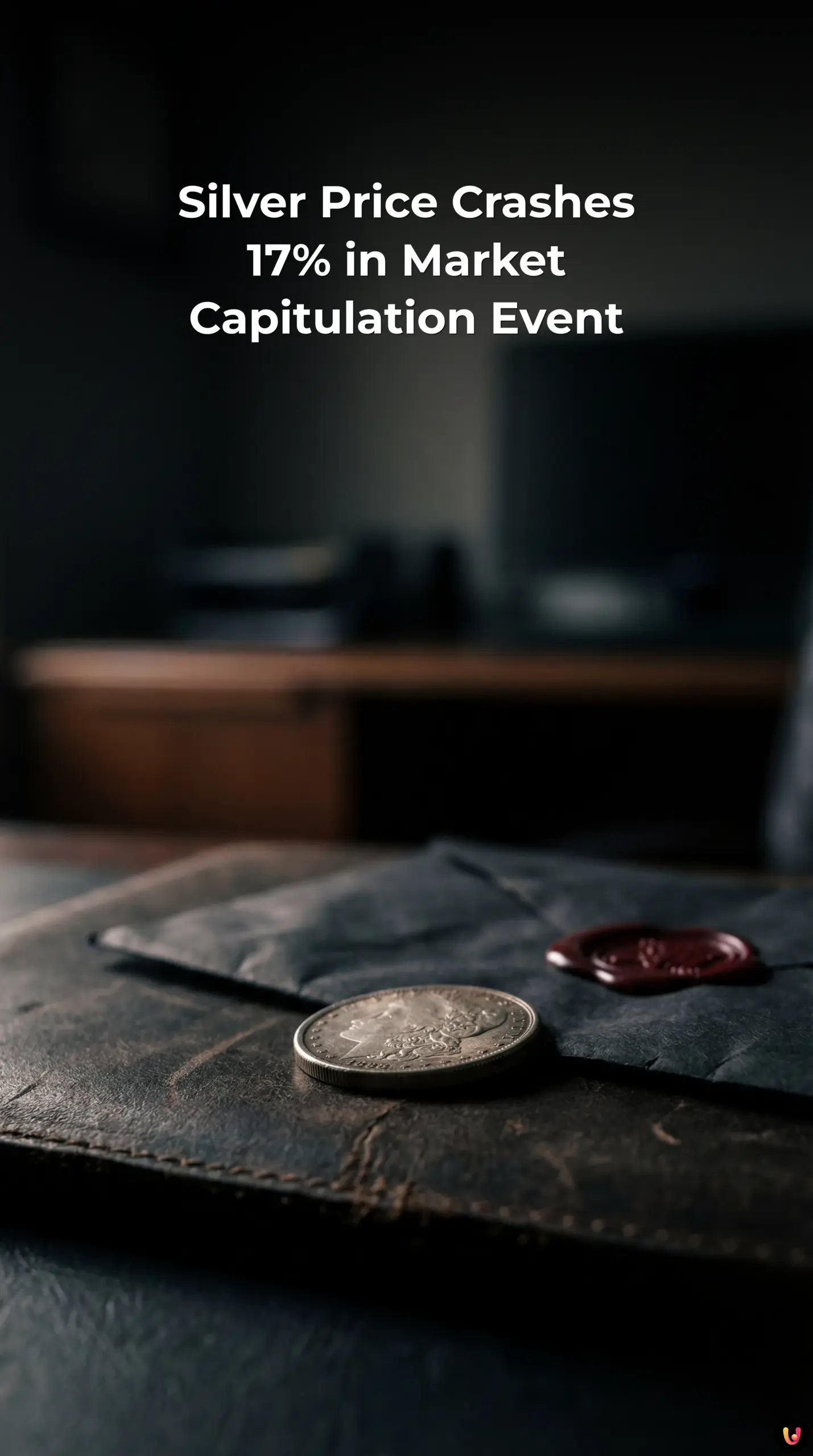 Financial chart showing silver price crashing 17 percent with red downward trend lines