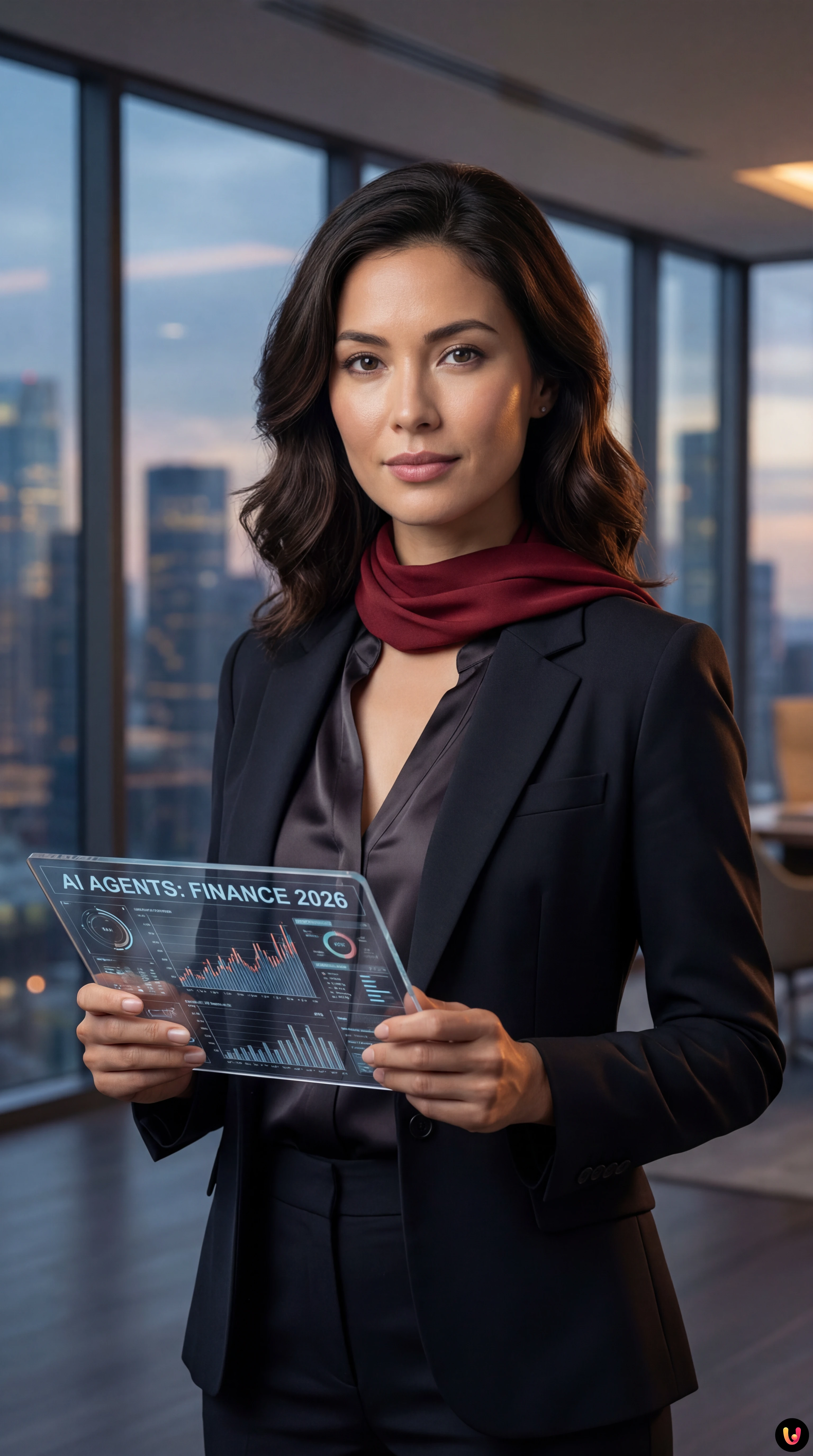 Interfață futuristă de banking cu algoritmi AI care procesează date financiare complexe