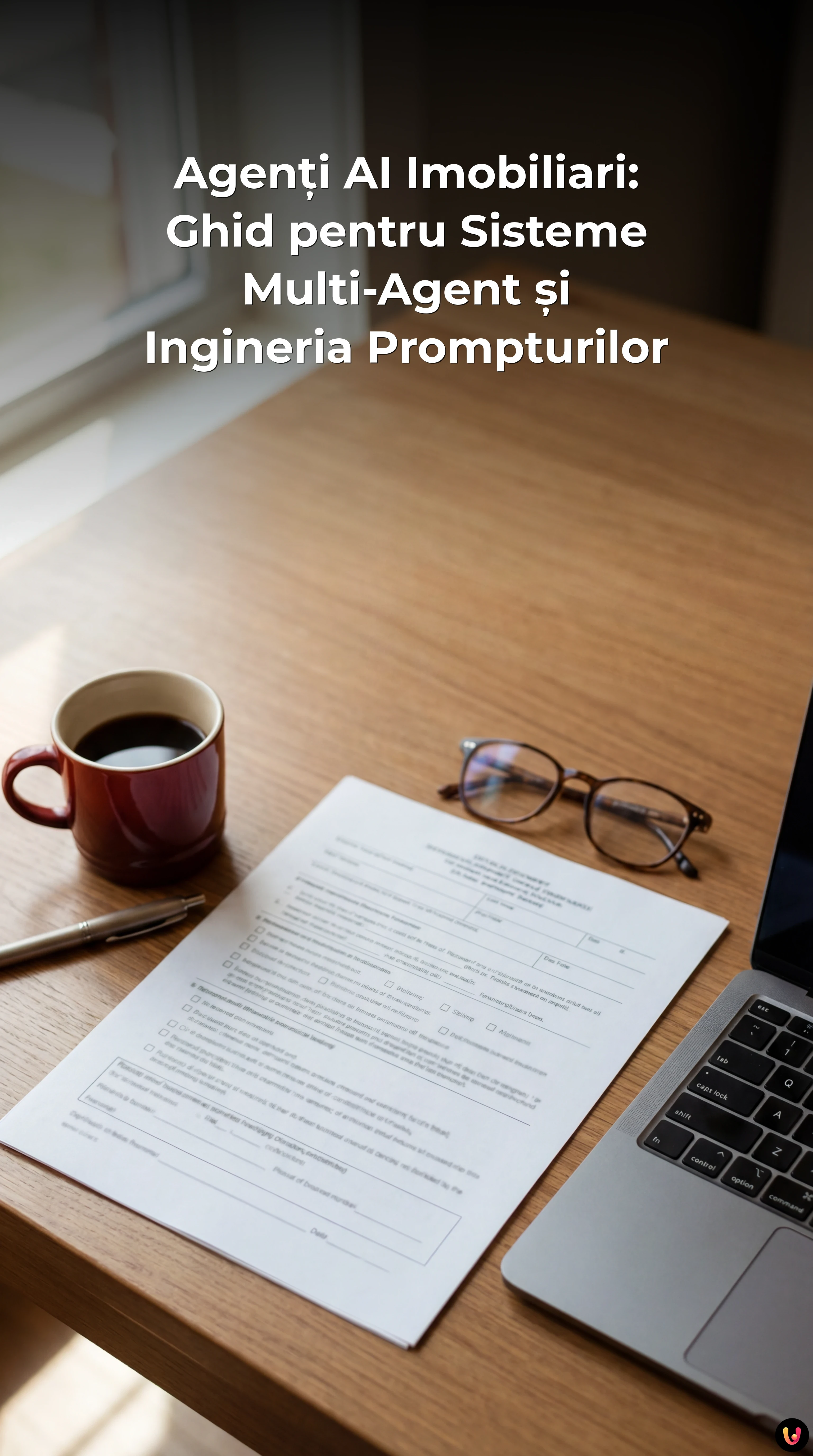 Diagramă sistem multi-agent AI imobiliar cu roluri specializate și flux de lucru