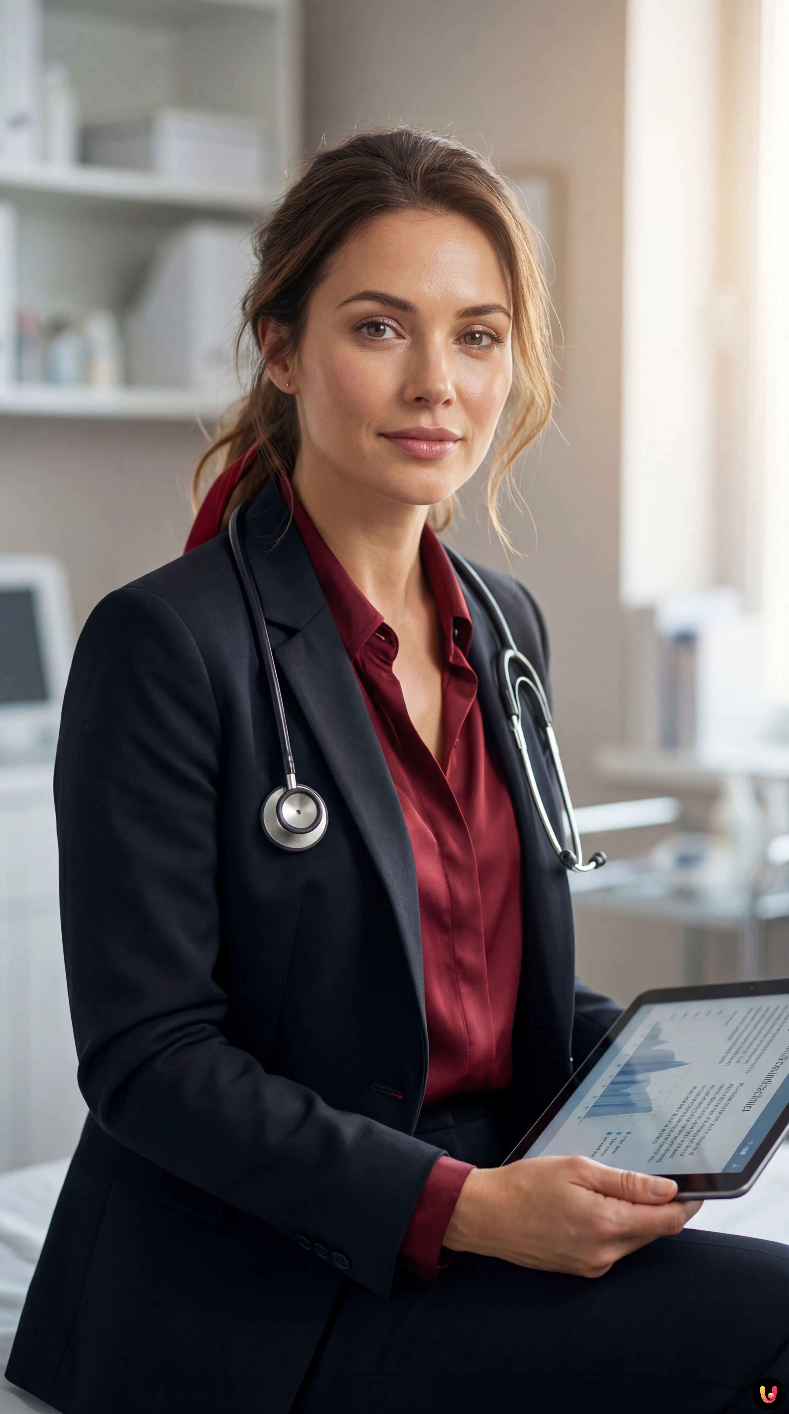 Medico di base visita un paziente con sintomi influenzali in un ambulatorio affollato