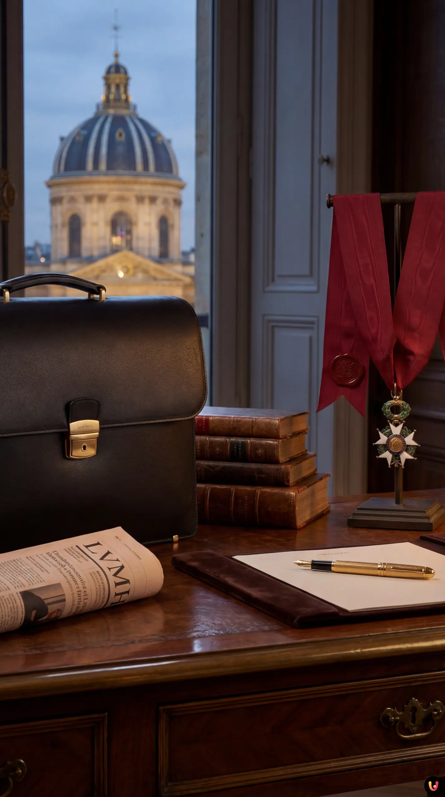 Bernard Arnault en habit d'acad&eacute;micien lors de son intronisation &agrave; l'Institut de France