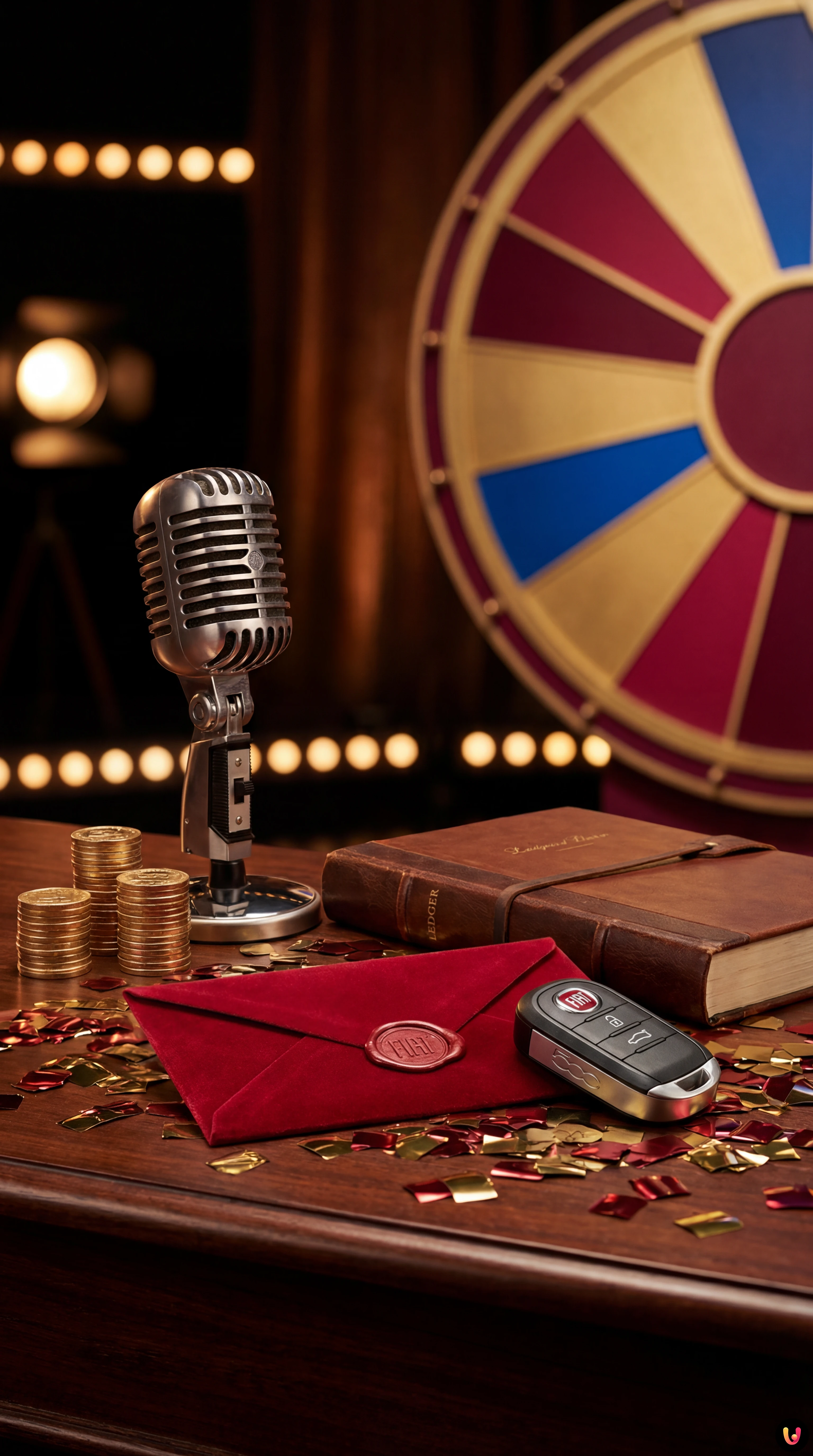 Dario Basile e Gerry Scotti festeggiano la vittoria a La Ruota dei Campioni.