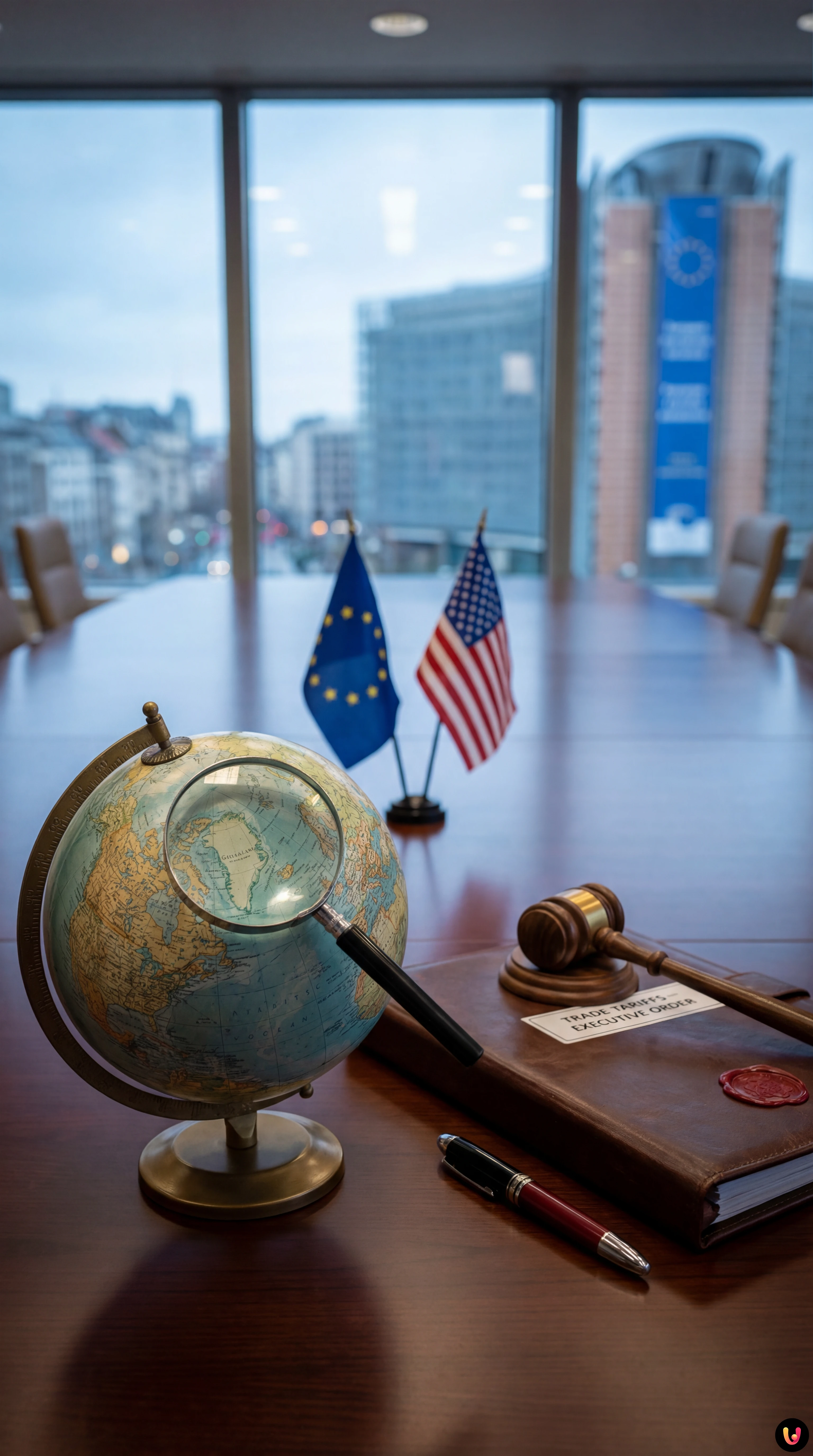 Bandiere dell'Unione Europea sventolano davanti alla sede della Commissione a Bruxelles.