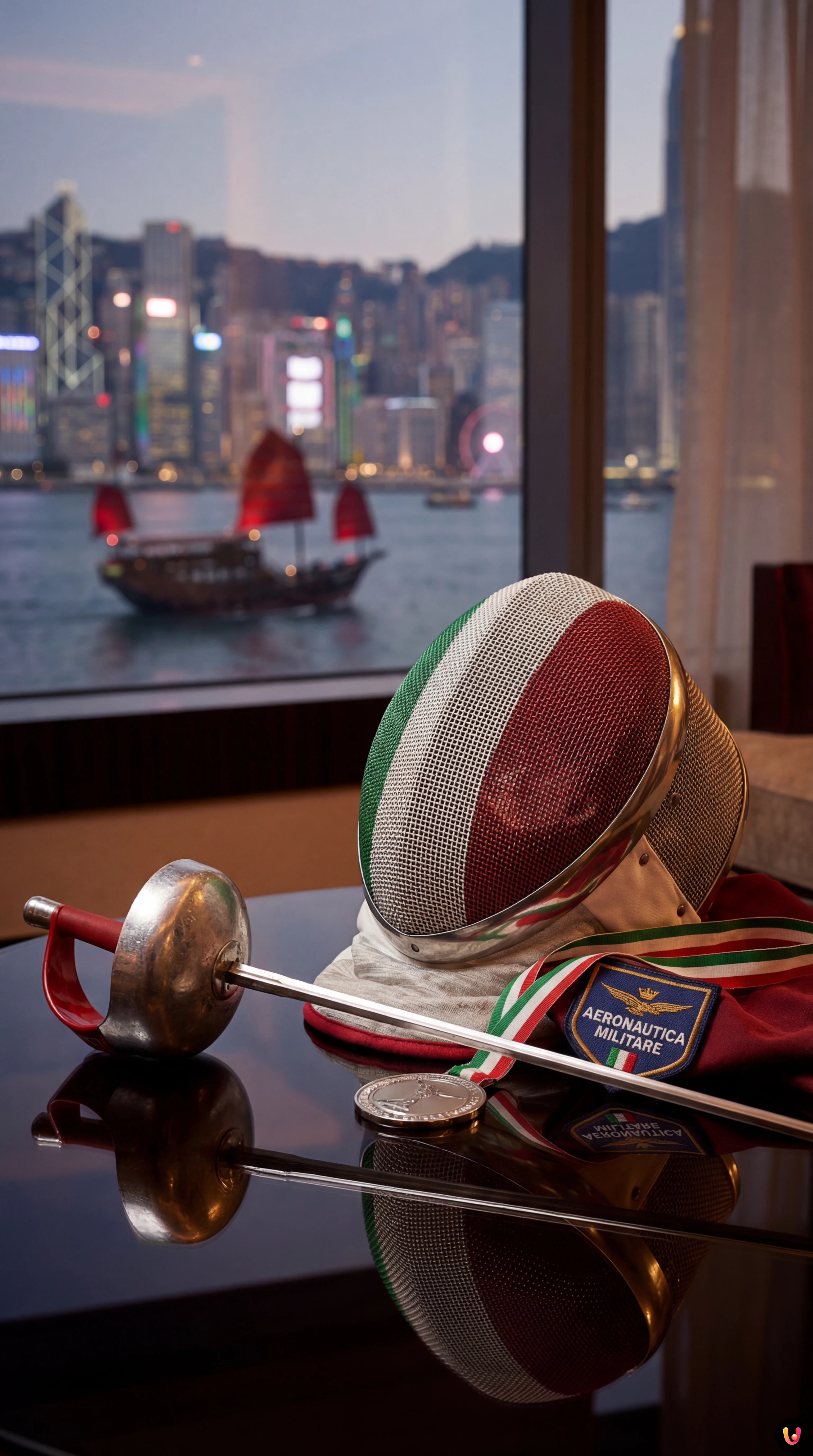 Francesca Palumbo in azione sulla pedana durante la Coppa del Mondo di fioretto a Hong Kong.