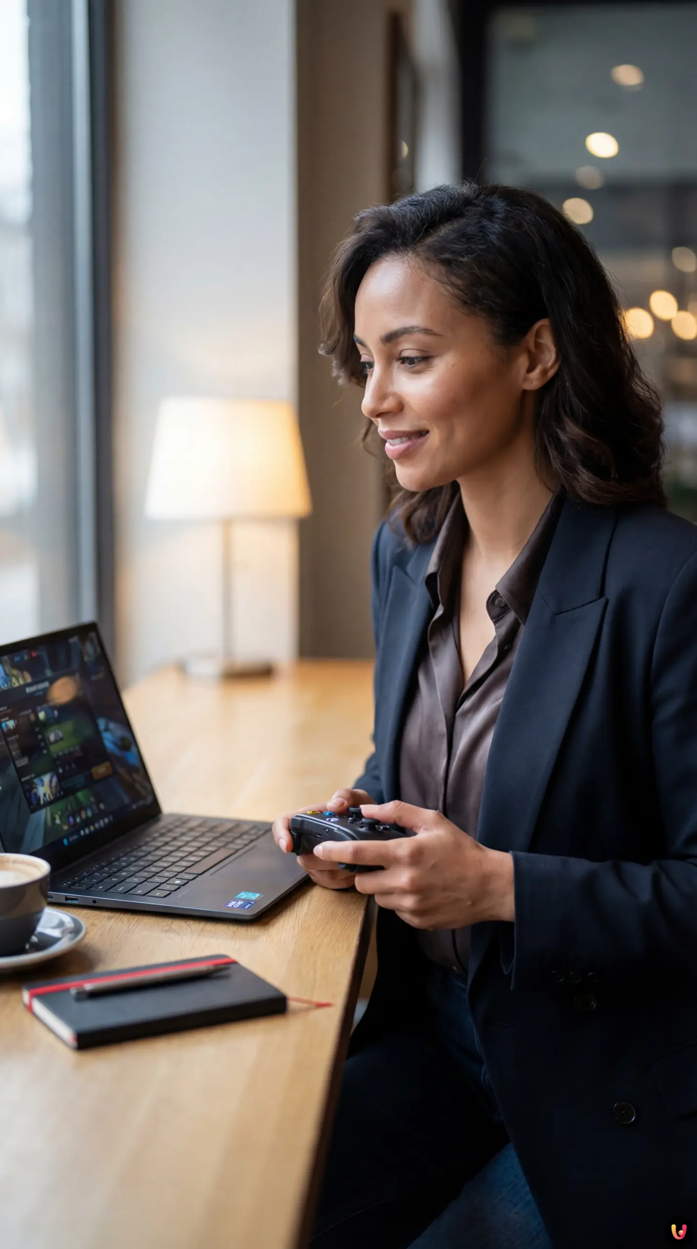 Laptop sottile che esegue un videogioco con grafica dettagliata