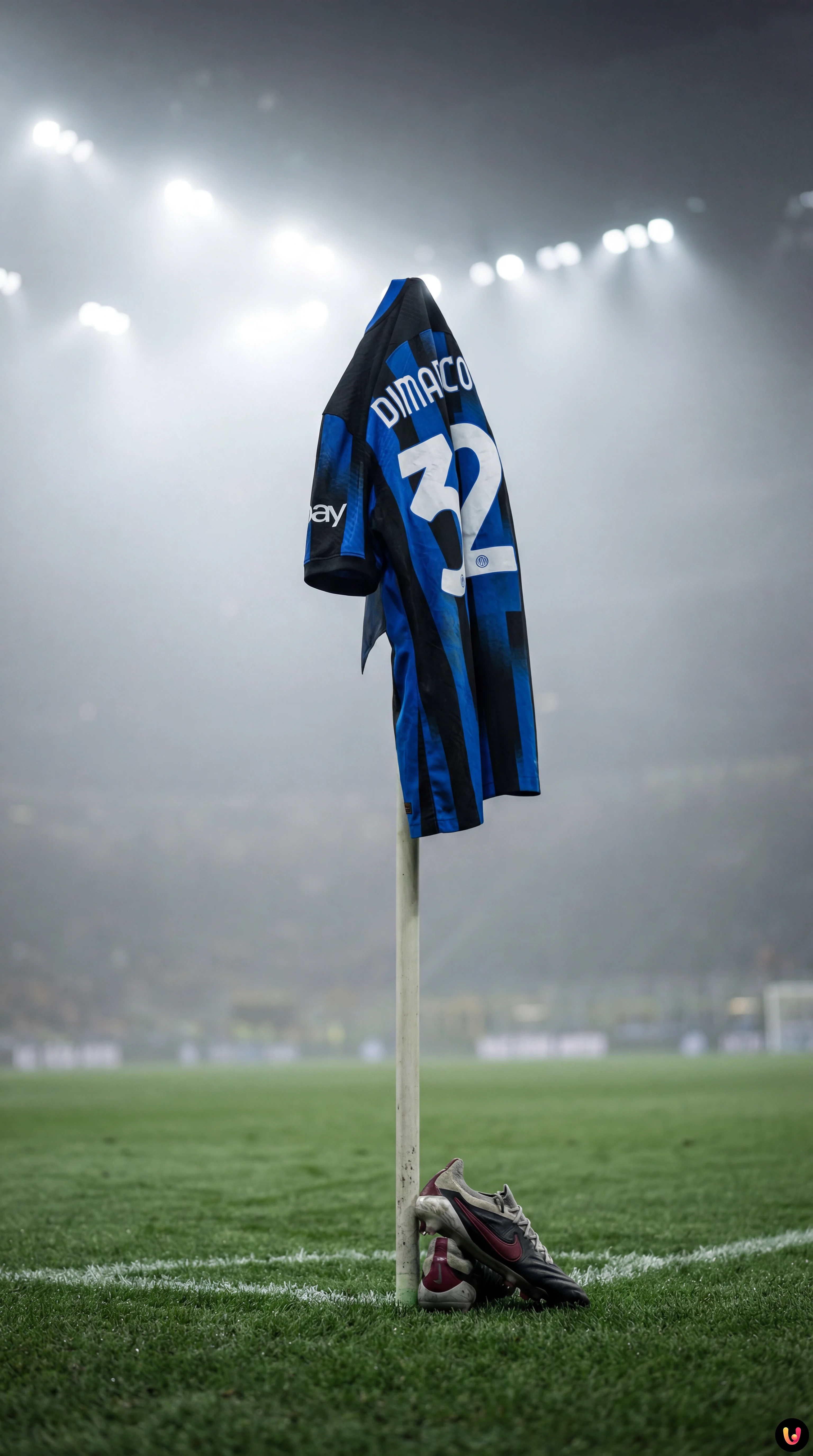 Federico Dimarco in azione con la maglia dell'Inter durante una partita nella nebbia