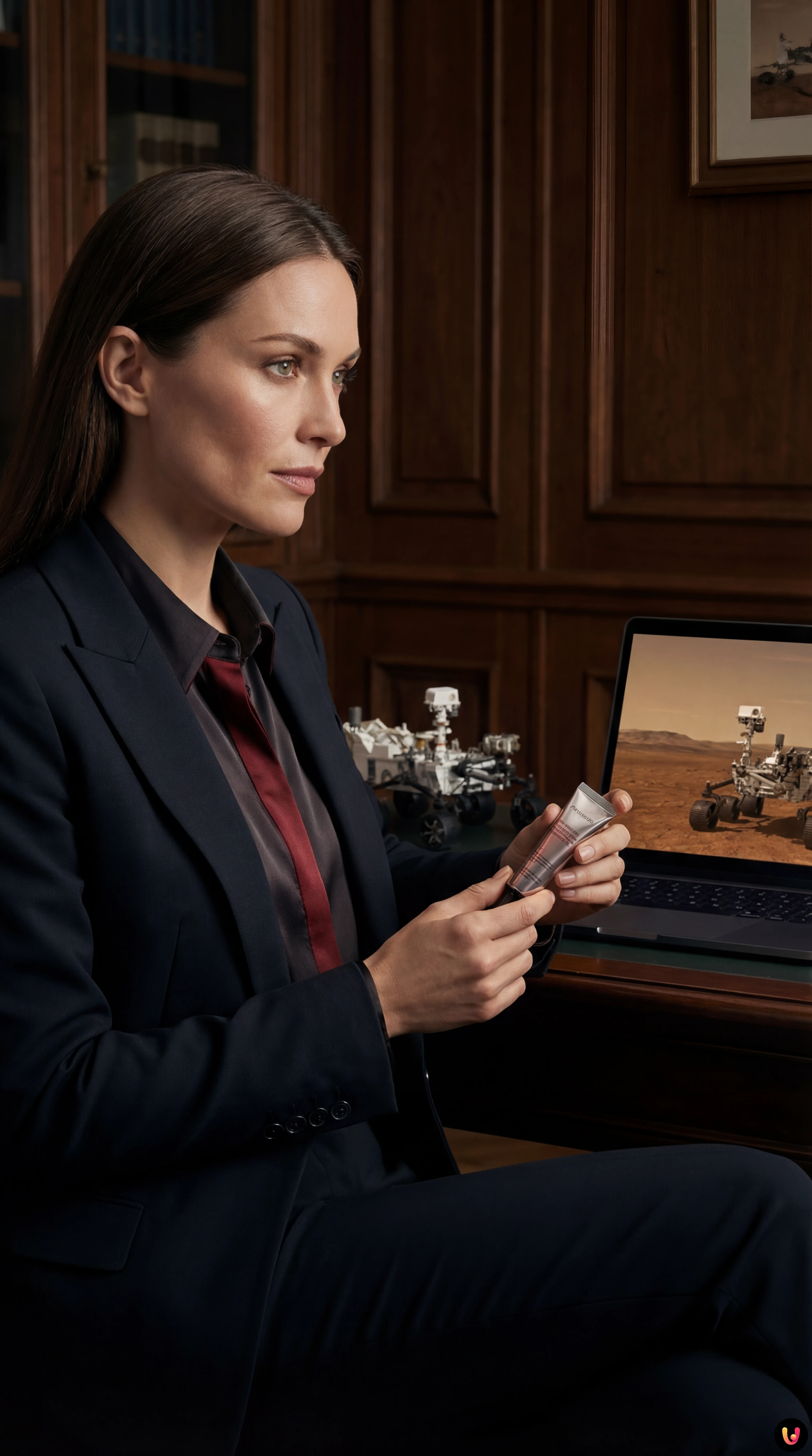 Il rover Perseverance sulla superficie sabbiosa di Marte accanto ai tubi di titanio