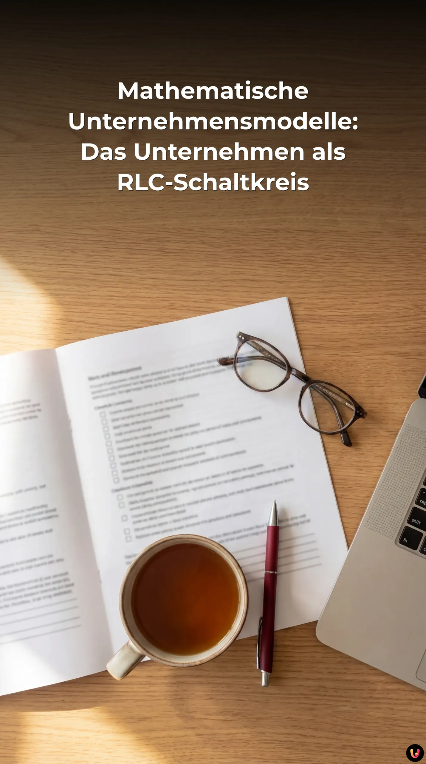 Darstellung eines Unternehmens als RLC-Schaltkreis zur Finanzanalyse.