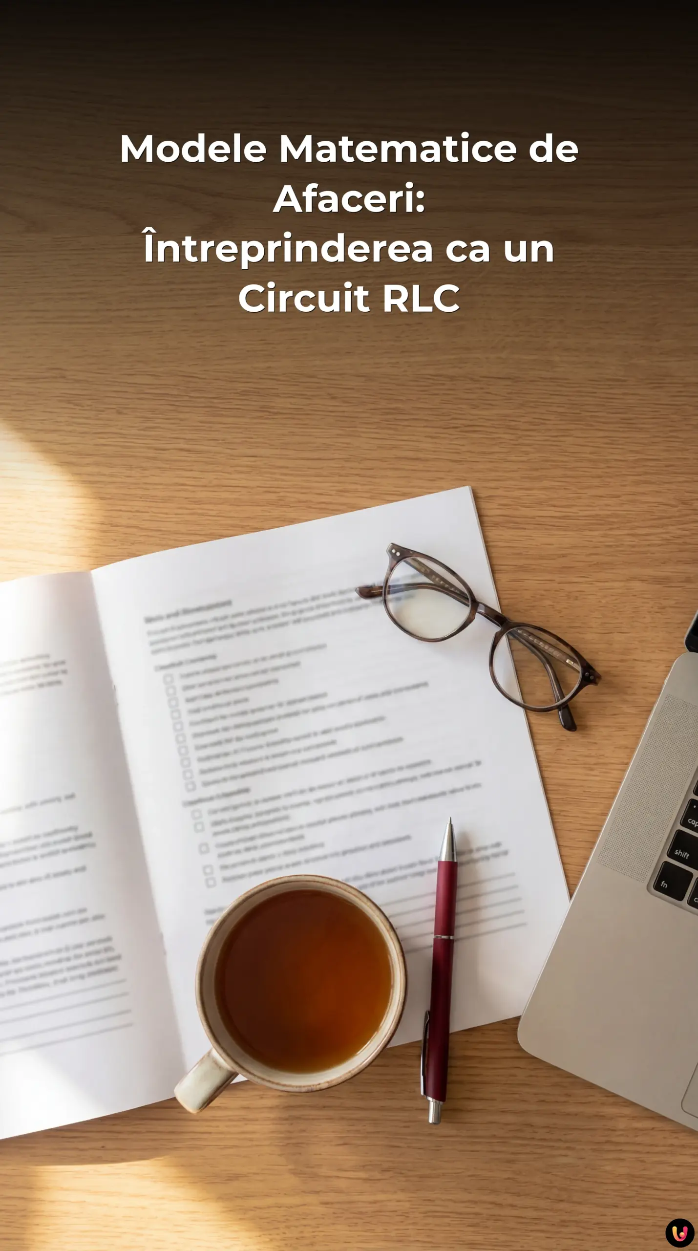 Diagramă comparativă între un circuit electric RLC și structura financiară a unei companii.