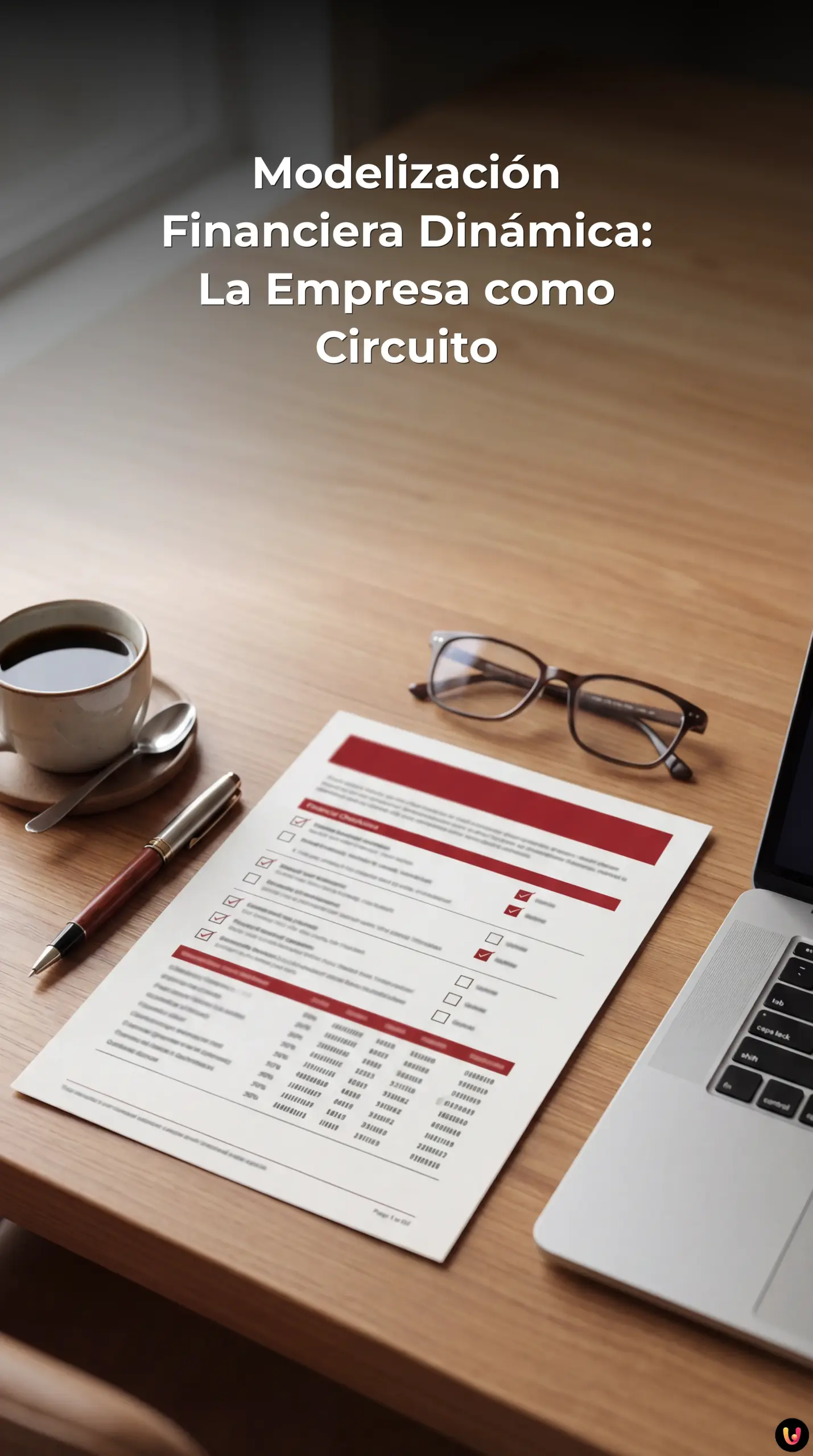 Esquema de circuito electr&oacute;nico integrado con gr&aacute;ficos financieros de una empresa.