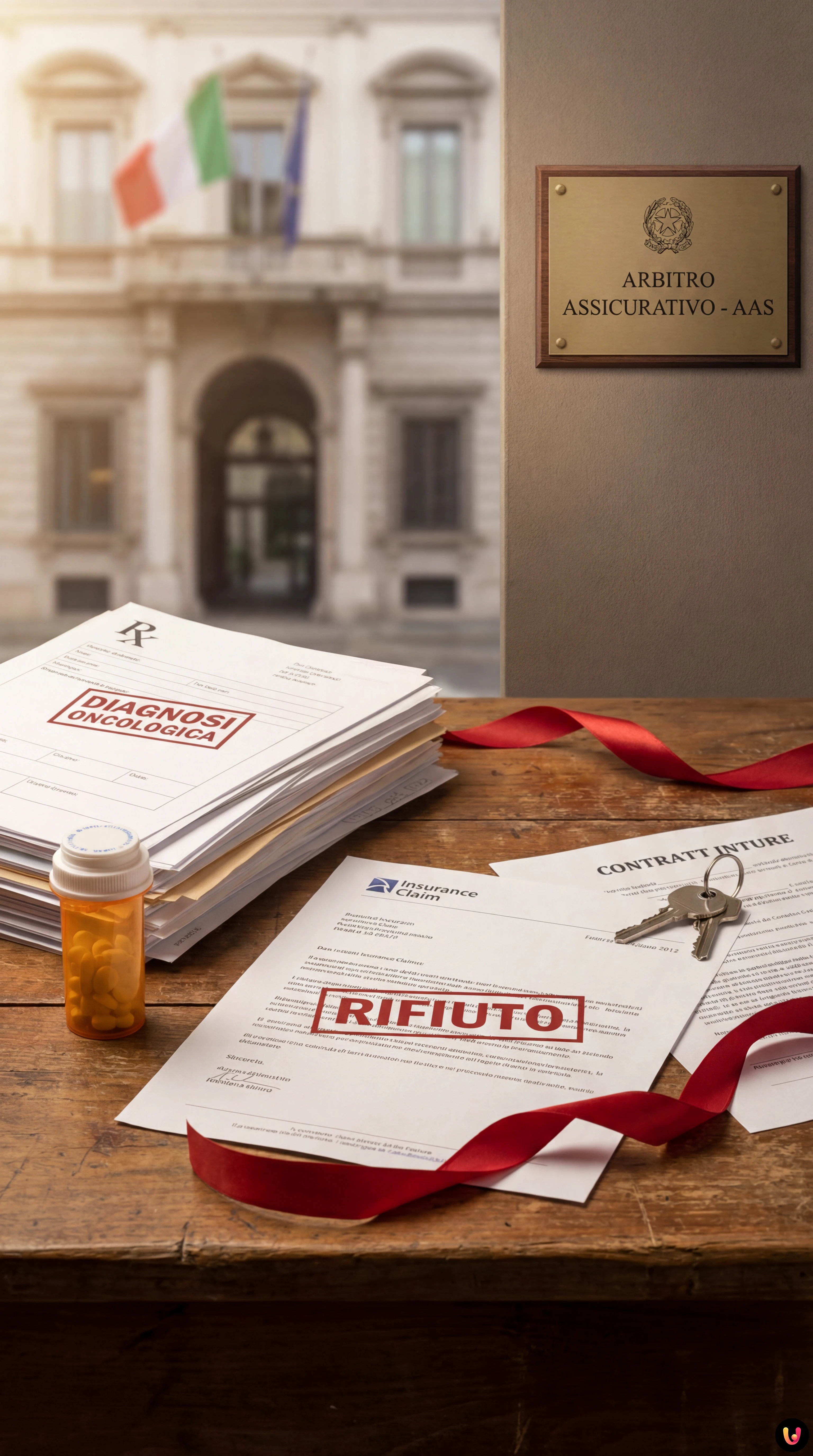 Documenti di mutuo e polizza assicurativa su scrivania con stetoscopio medico