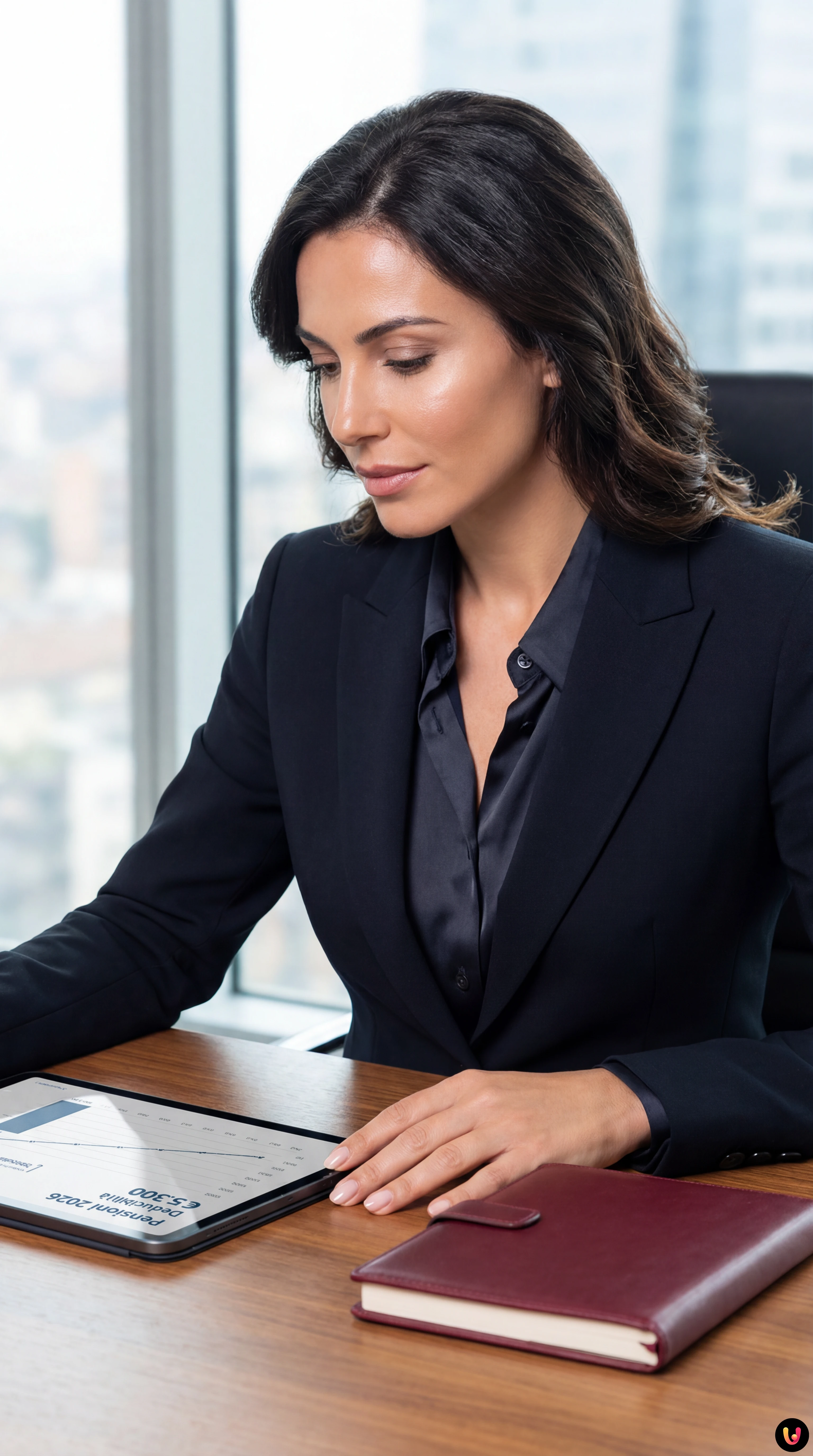 Documenti previdenziali e calcolatrice per il calcolo della pensione integrativa.