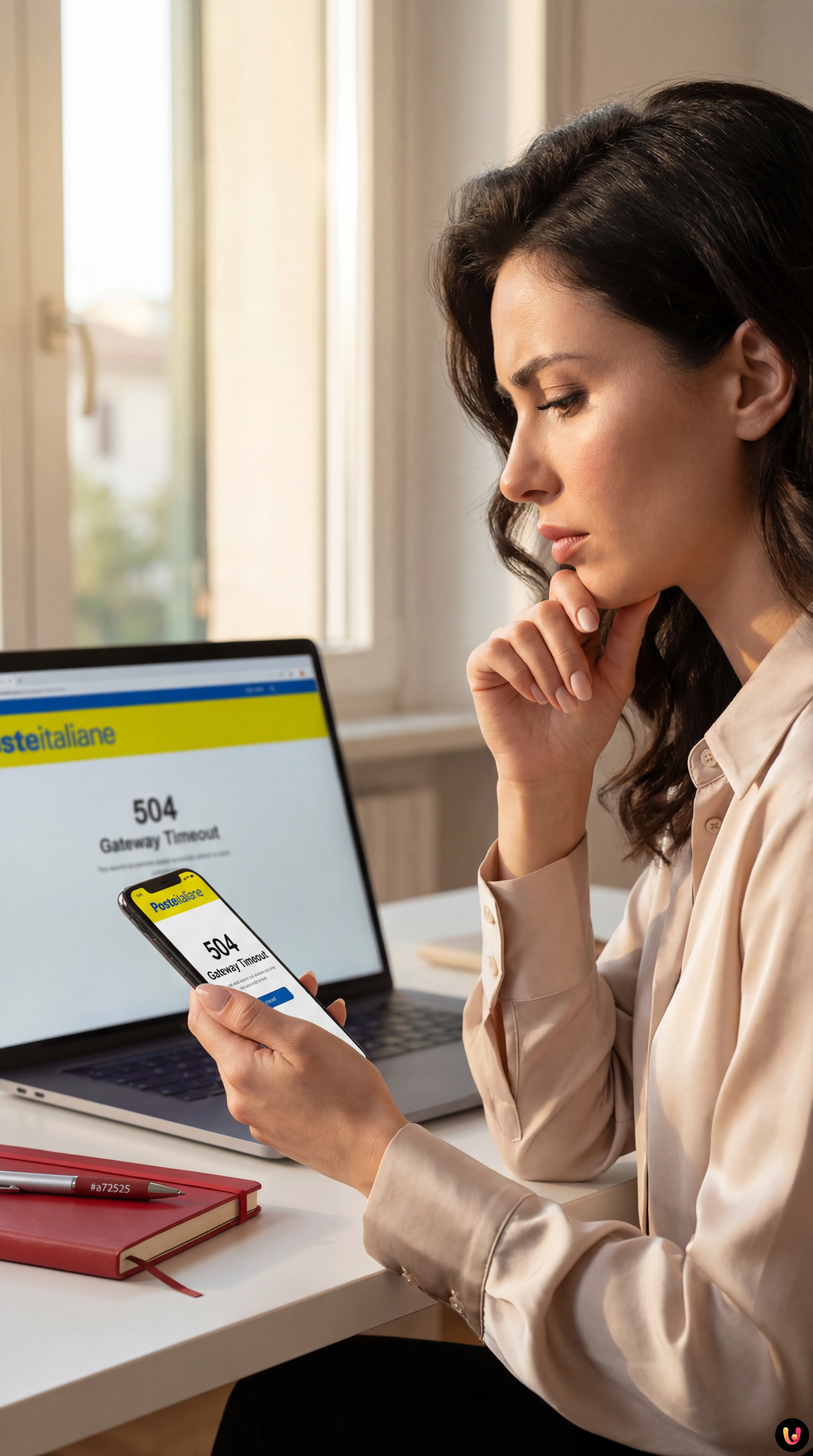 Smartphone mostra errore di connessione all'app Poste Italiane durante il disservizio.