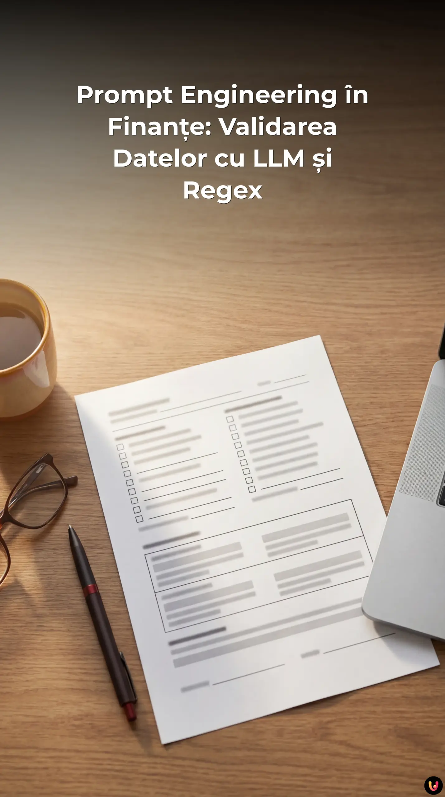 Interfață digitală afiș&acirc;nd cod Regex și date financiare pentru validare AI.