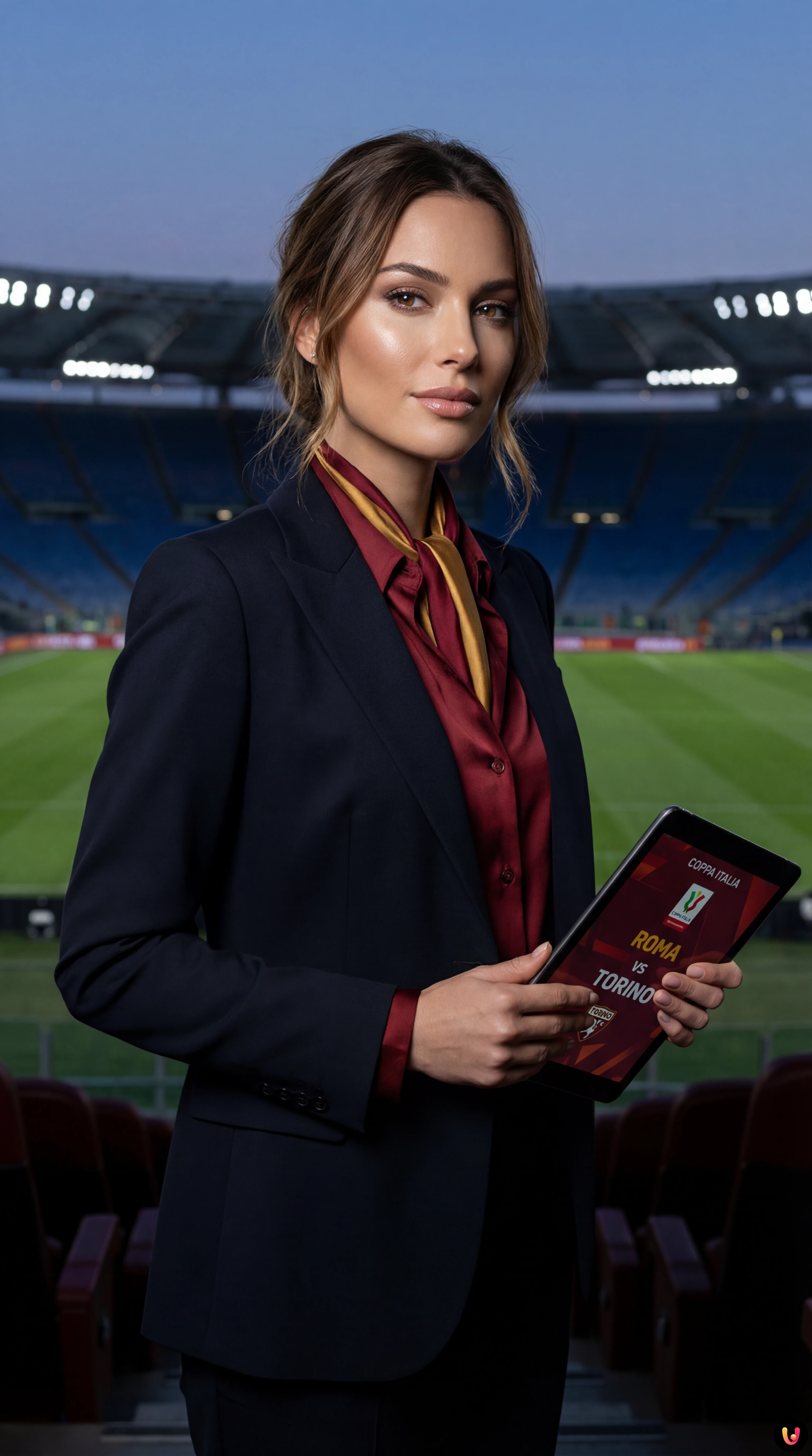 Grafica match Roma-Torino Coppa Italia 2026 con orario TV e formazioni