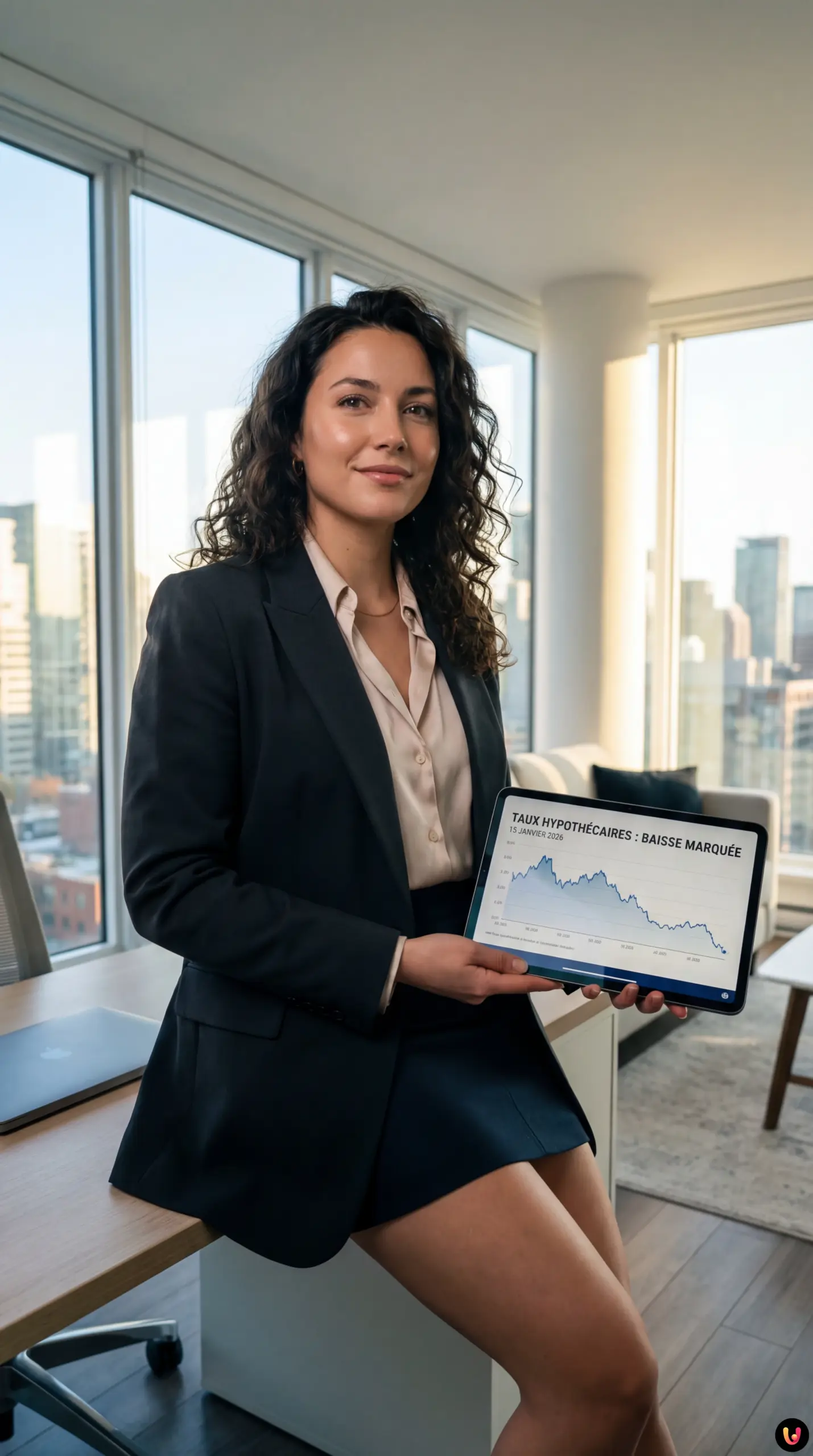 Graphique financier montrant la baisse des taux hypothécaires US