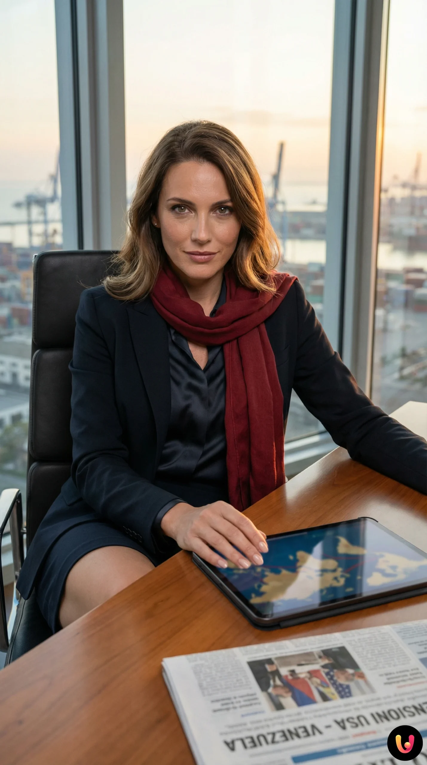 Barili di petrolio con bandiere USA e Venezuela su sfondo di grafici finanziari.