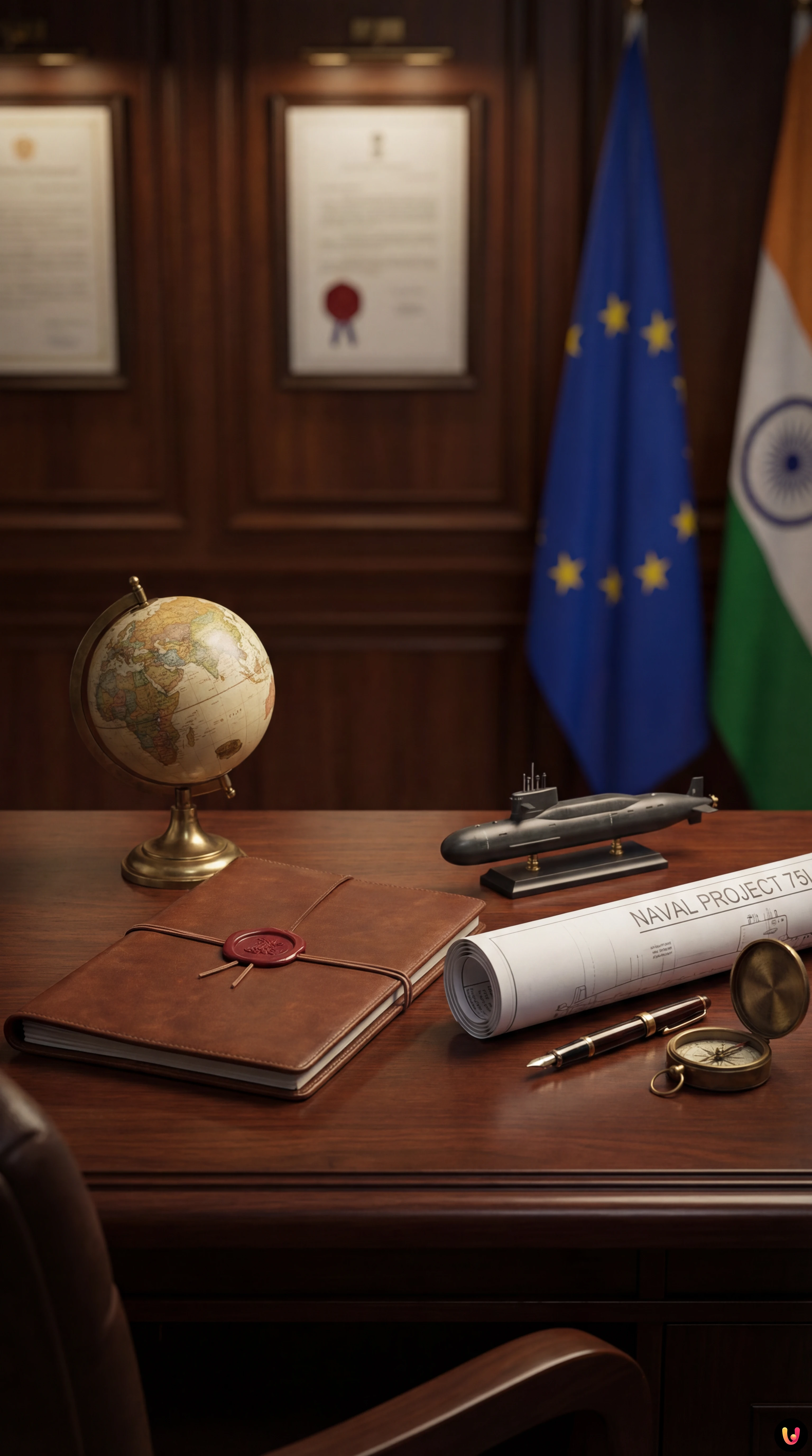 Drapeaux de l'Union europ&eacute;enne et de l'Inde flottant c&ocirc;te &agrave; c&ocirc;te lors d'une rencontre officielle