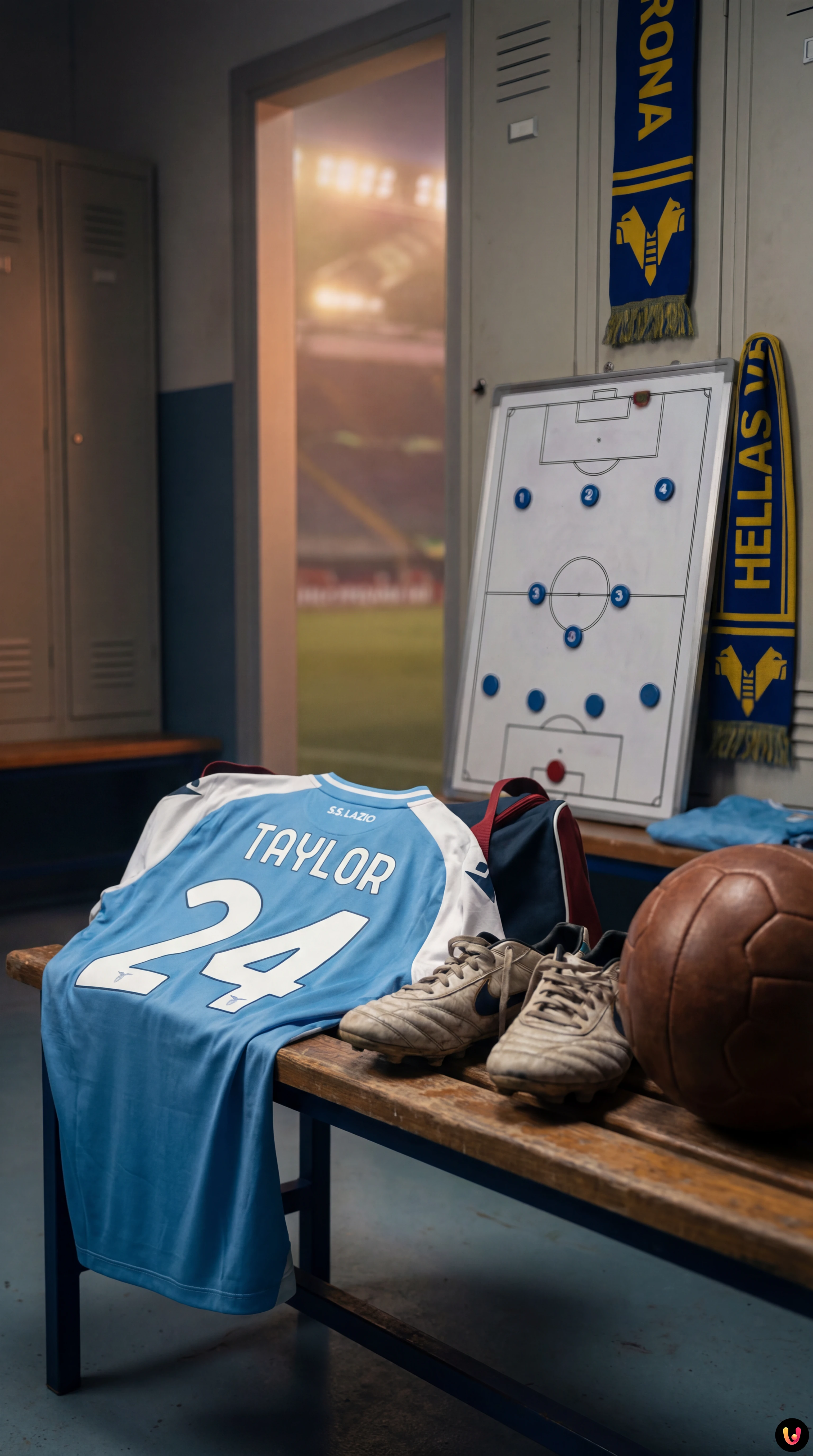 Kenneth Taylor con la maglia della Lazio durante il riscaldamento al Bentegodi