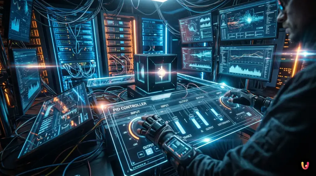 Diagramme d'un syst&egrave;me de contr&ocirc;le PID appliqu&eacute; &agrave; l'algorithme de Google et au ranking SEO