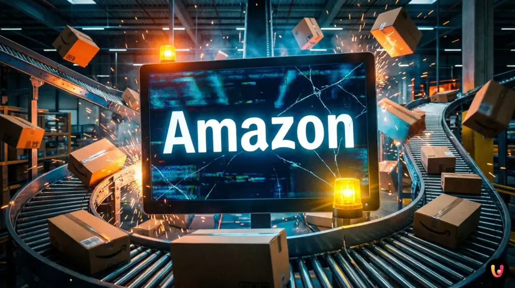 Logo Amazon su sfondo scuro che rappresenta la multa antitrust in Germania